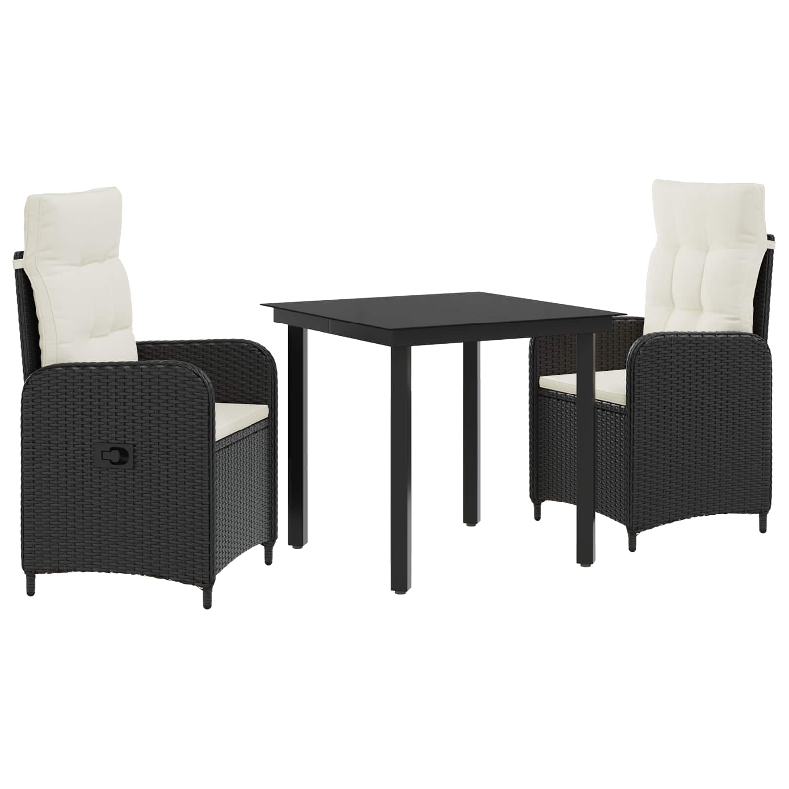 Set stolića za sofu s jastukom 3 pcs Crna i krem-bijela