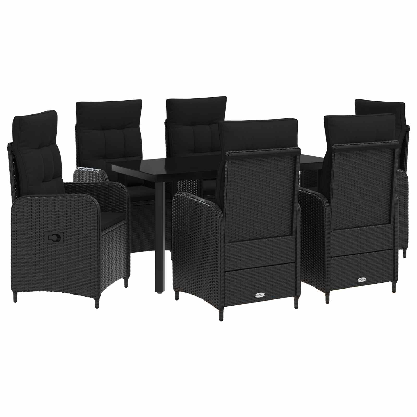Set stolića za sofu s jastukom s jastukom 7 pcs Crna