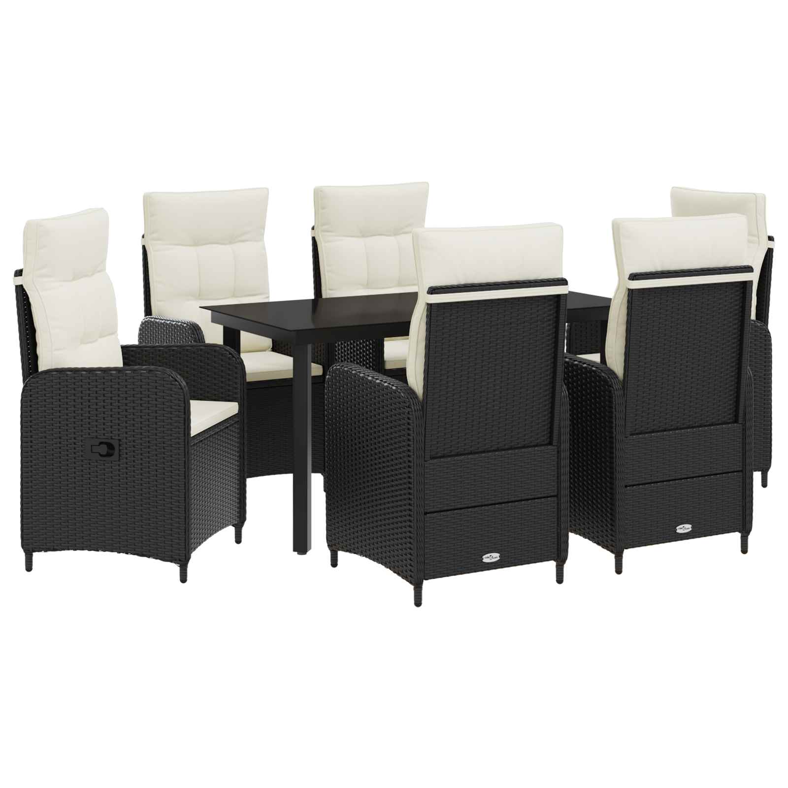 Set stolića za sofu s jastukom 7 pcs Crna i krem-bijela