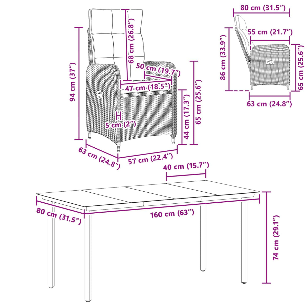 Set stolića za sofu s jastukom s jastukom 5 pcs