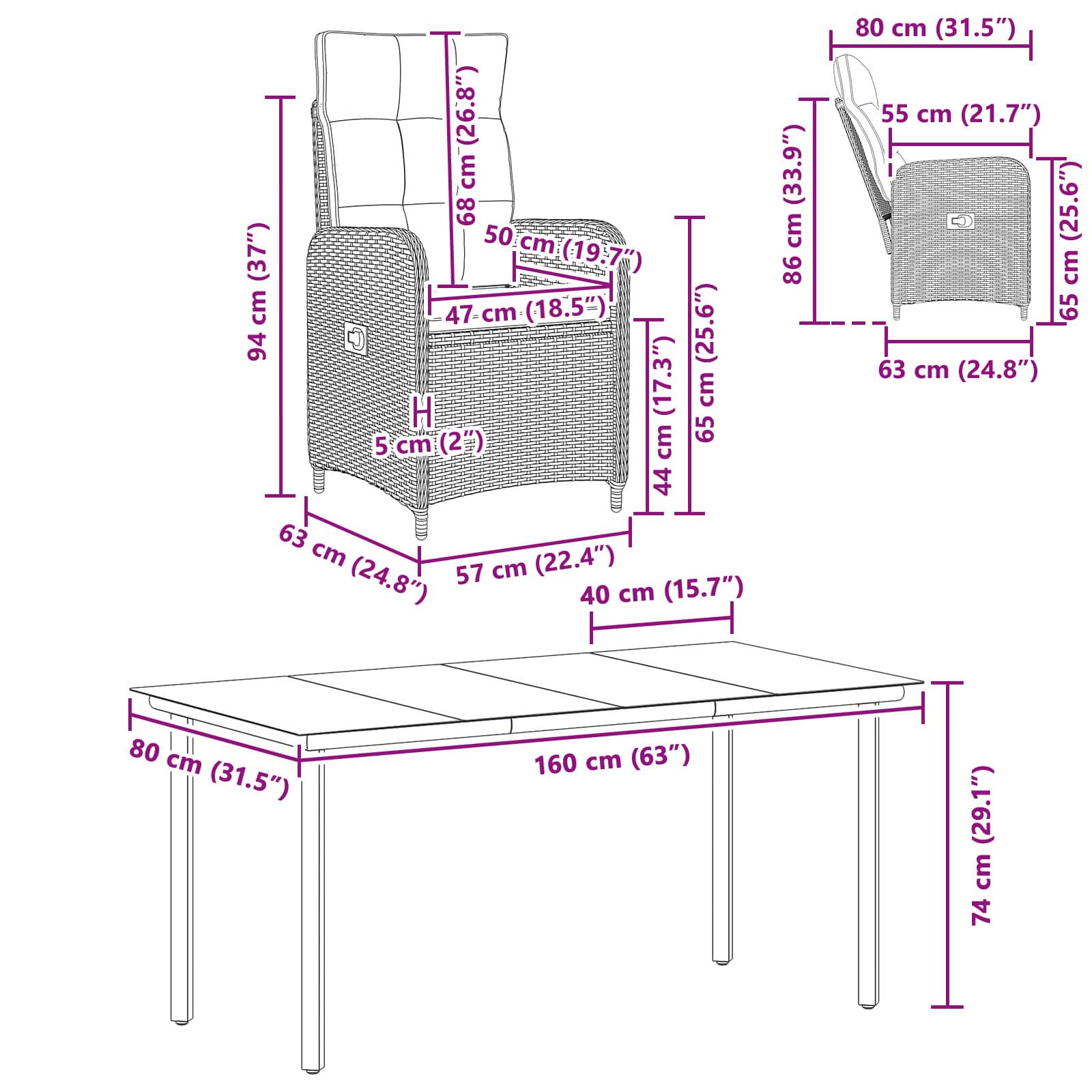 Set stolića za sofu s jastukom s jastukom 5 pcs