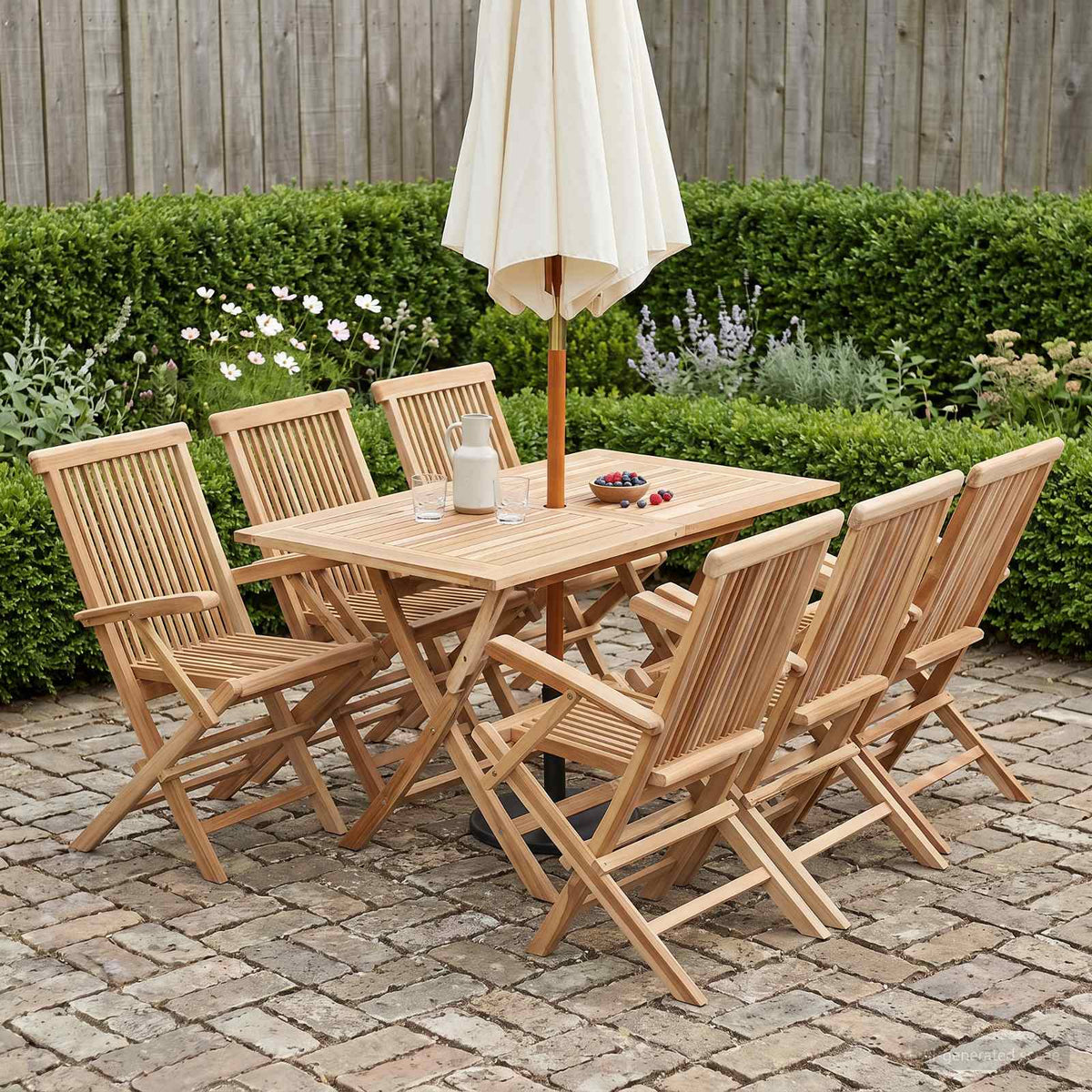Set vrtnih namještaja 7 kom. Prirodna Čvrsto teak drvo