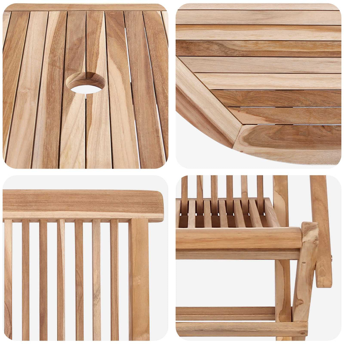 Set vrtnih namještaja 9 kom. Prirodna Čvrsto teak drvo