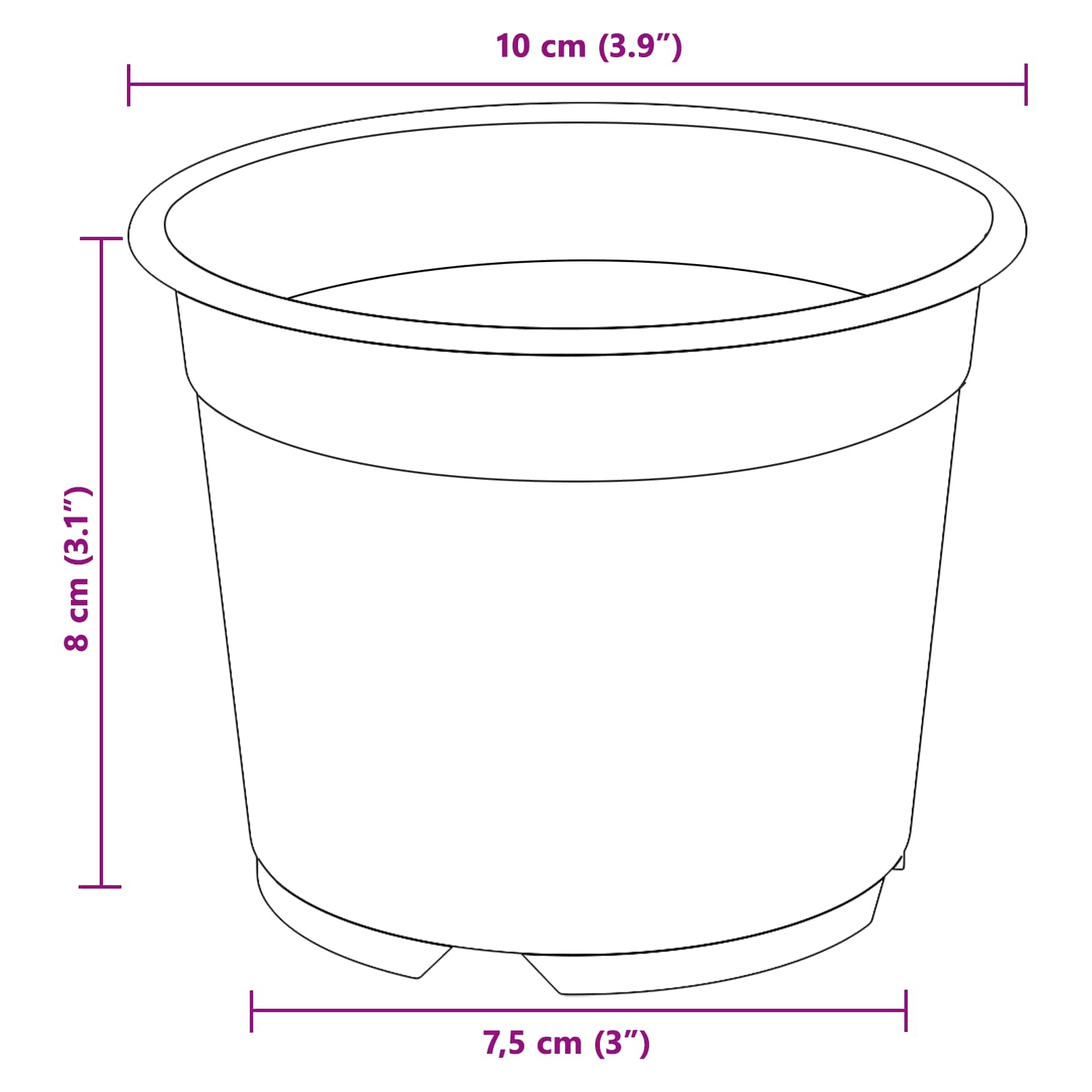 Okrugla saksija za cveće 100 pcs Crna Ø 10 x 8 cm Plastika