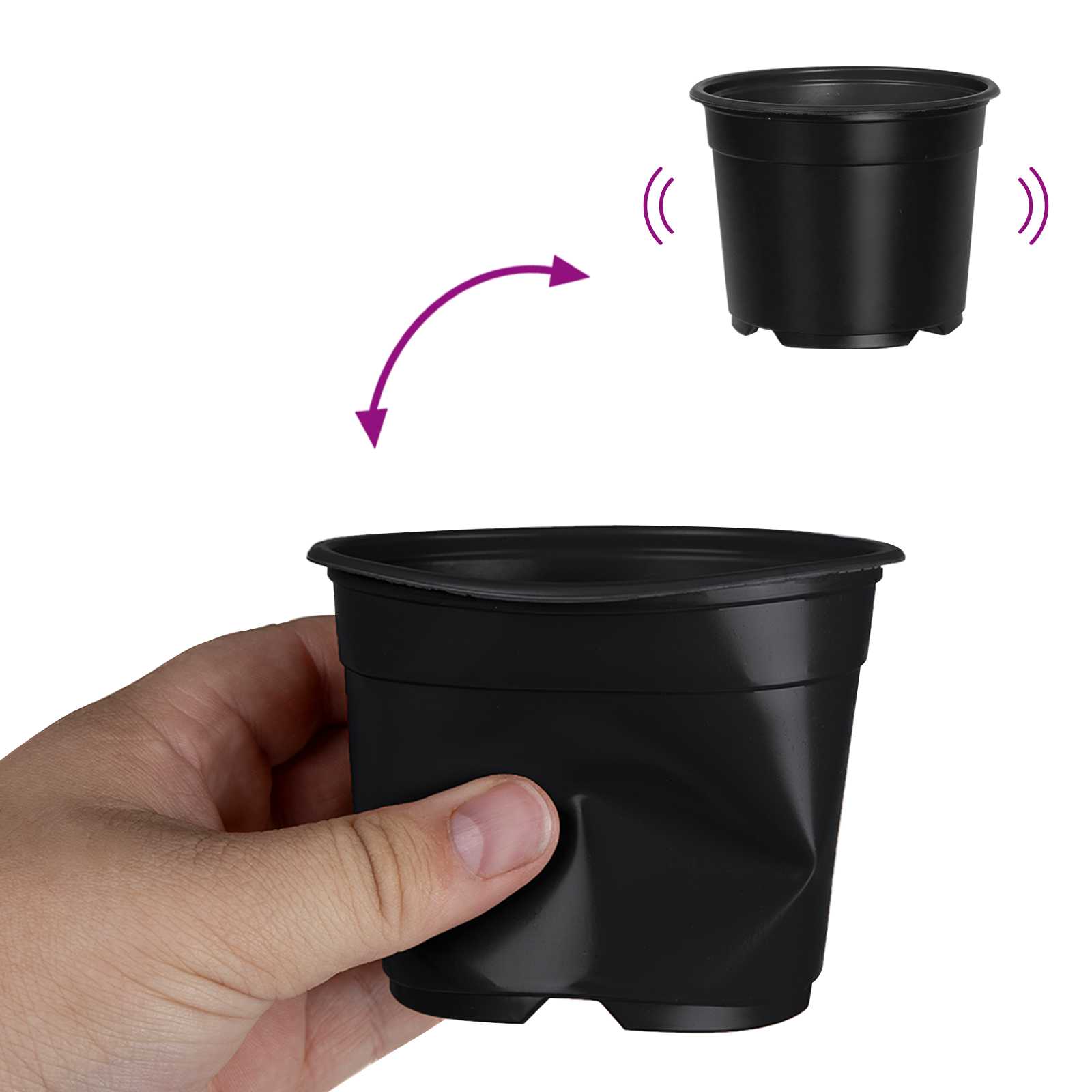 Okrugla saksija za cveće 200 pcs Crna Ø 10 x 8 cm Plastika