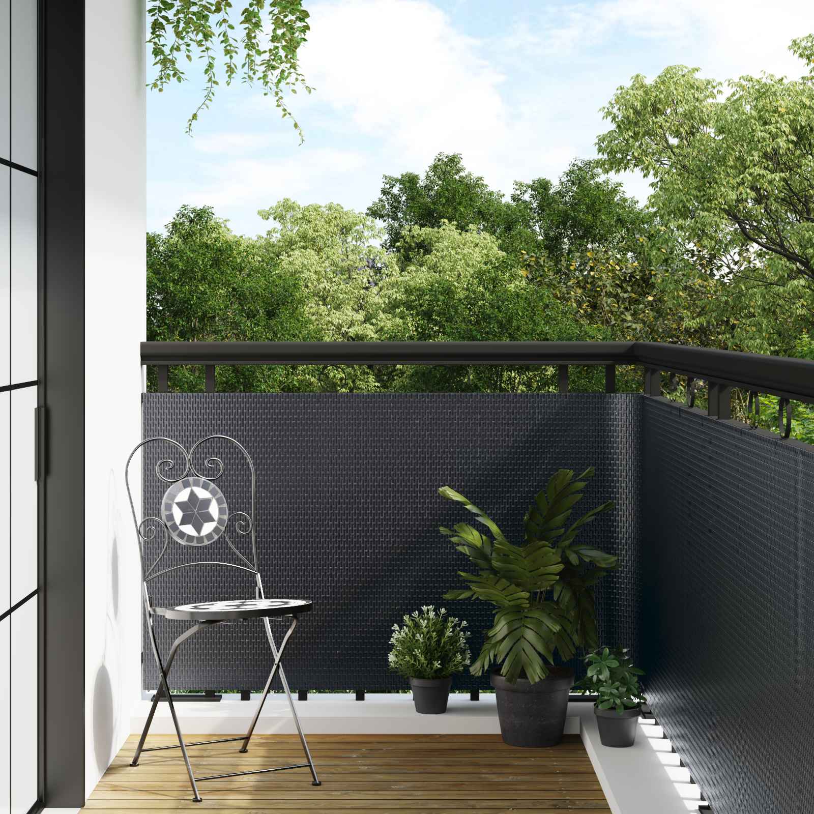Balcony ekran Tamnosiva 400 x 80 cm poliratan