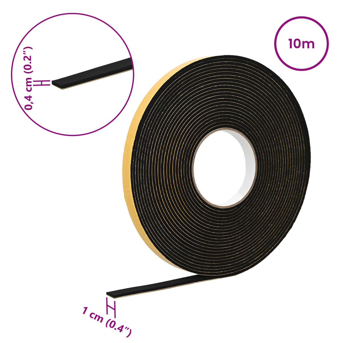 Samoljepljiva pjenasta traka Crna 10mm x 10m CR pjena
