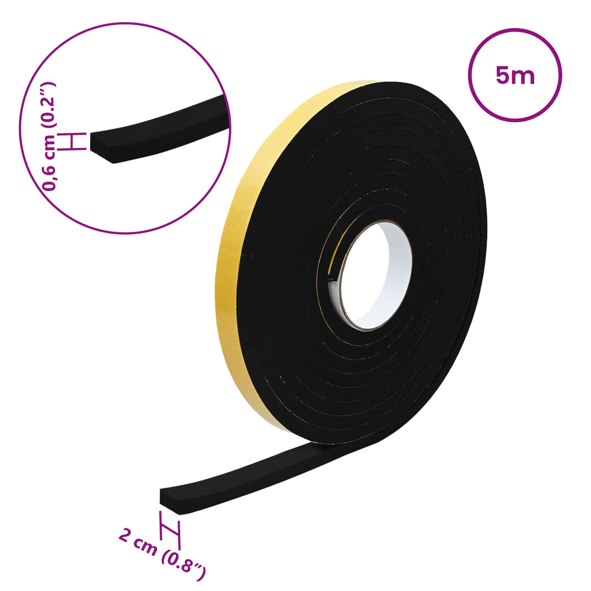 Samoljepljiva pjenasta traka 10 pcs Crna 20mm x 5m CR pjena