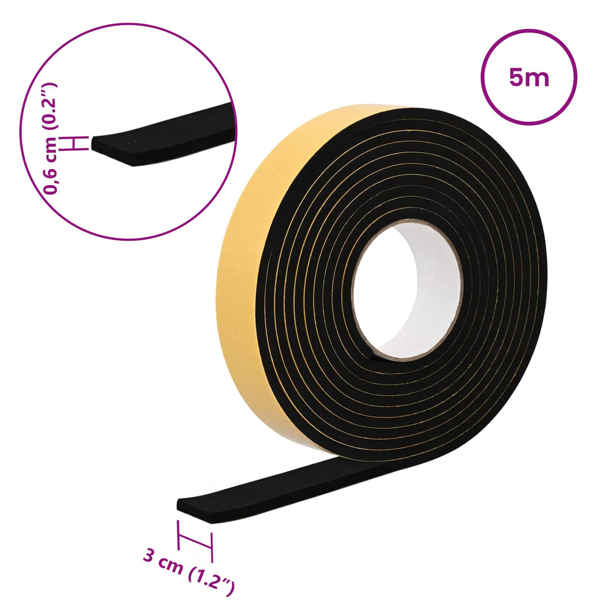 Samoljepljiva pjenasta traka 10 pcs Crna 30mm x 5m CR pjena