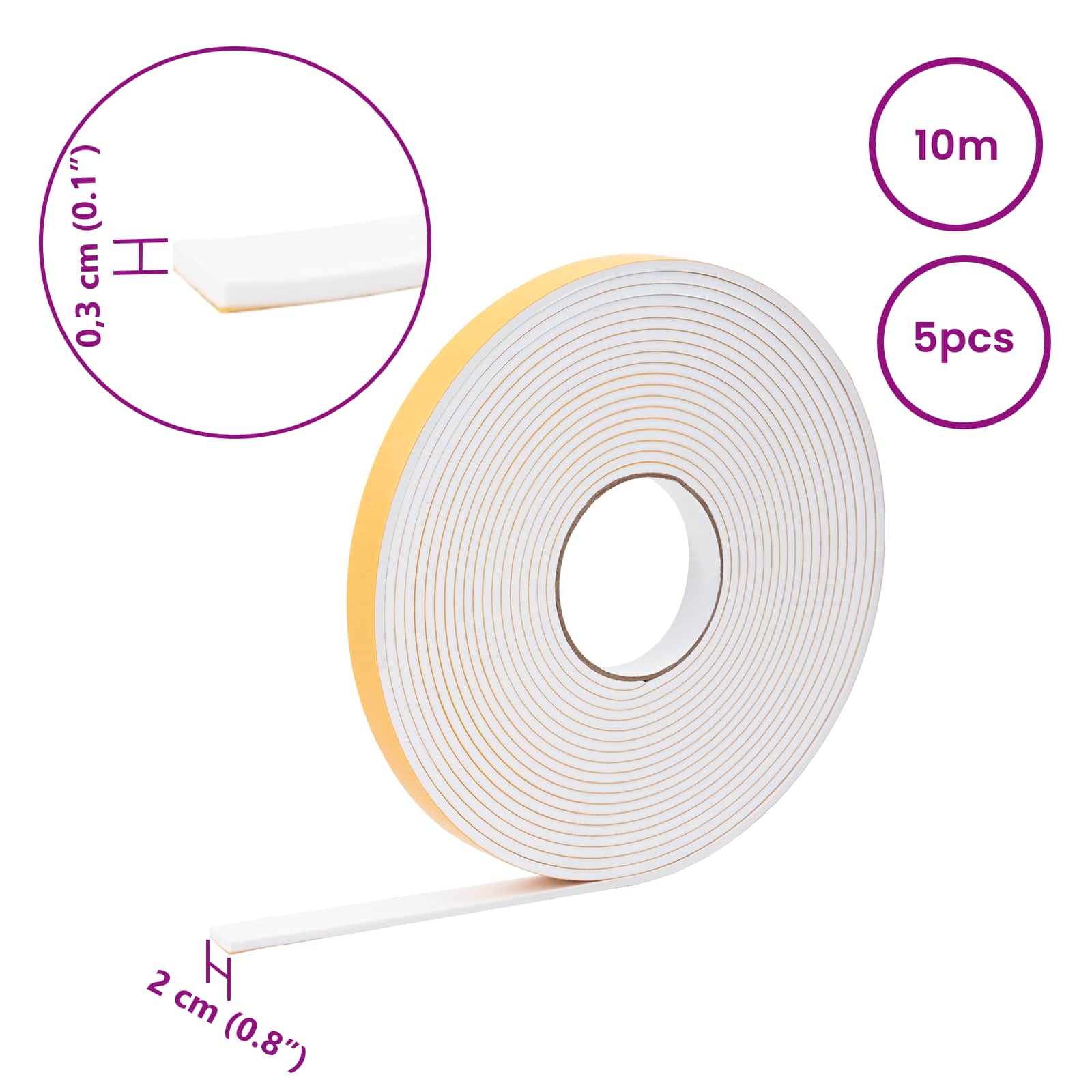 Samoljepljiva pjenasta traka 5 pcs Bijela 20mm x 10m CR pjena