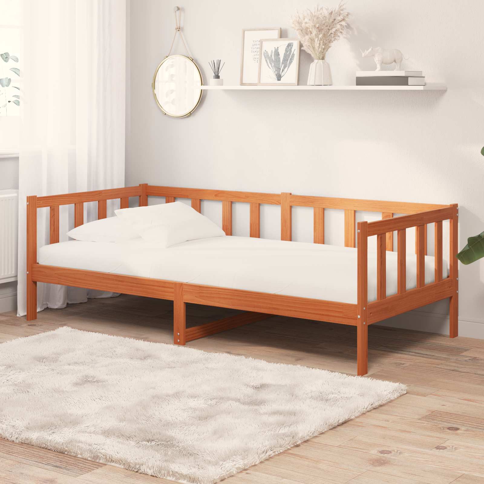 Dnevni krevet s madracem Vosak smeđa i bijela 90 x 200 cm
