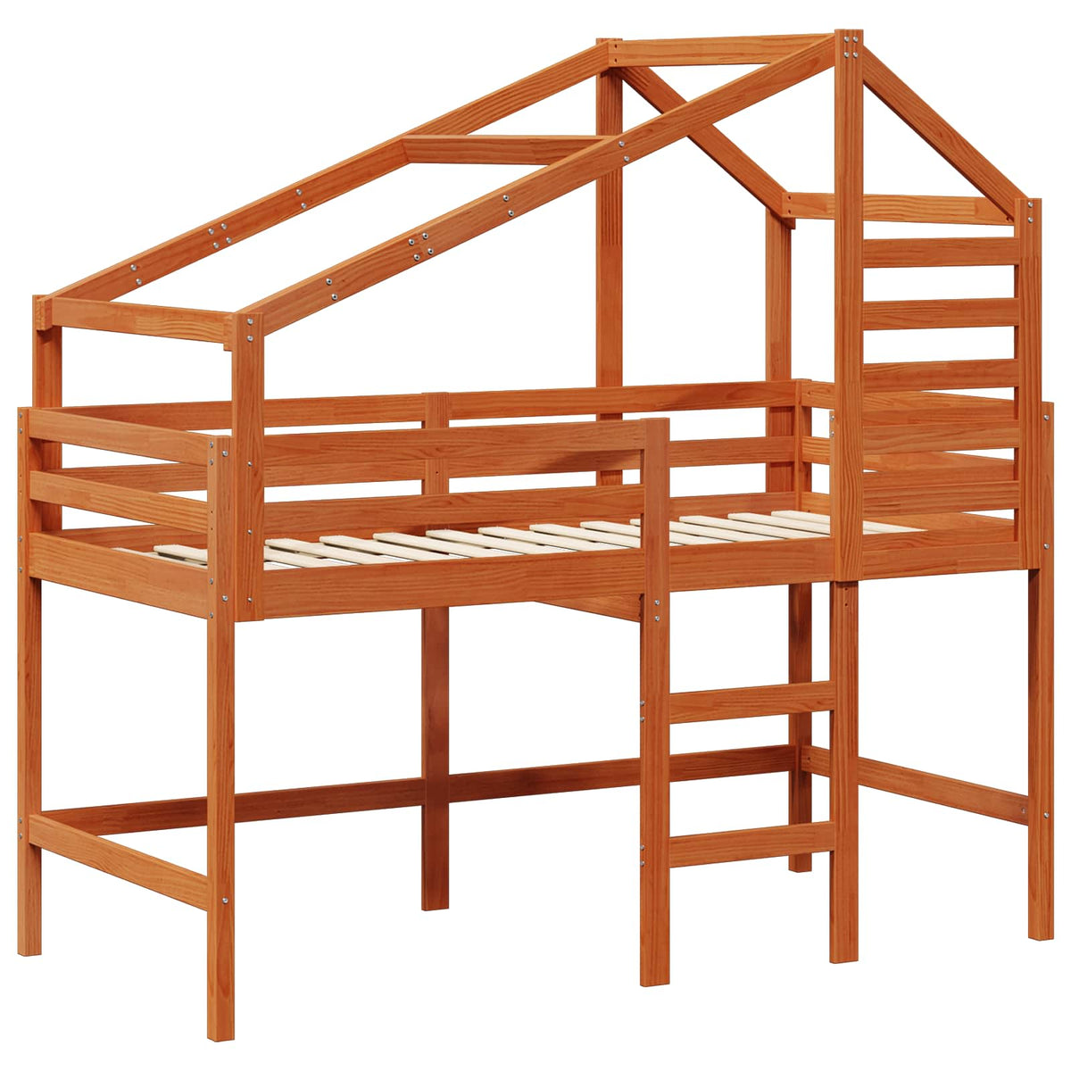 Krevet na kat Vosak Smeđa 90 x 190 cm Masivna borovina