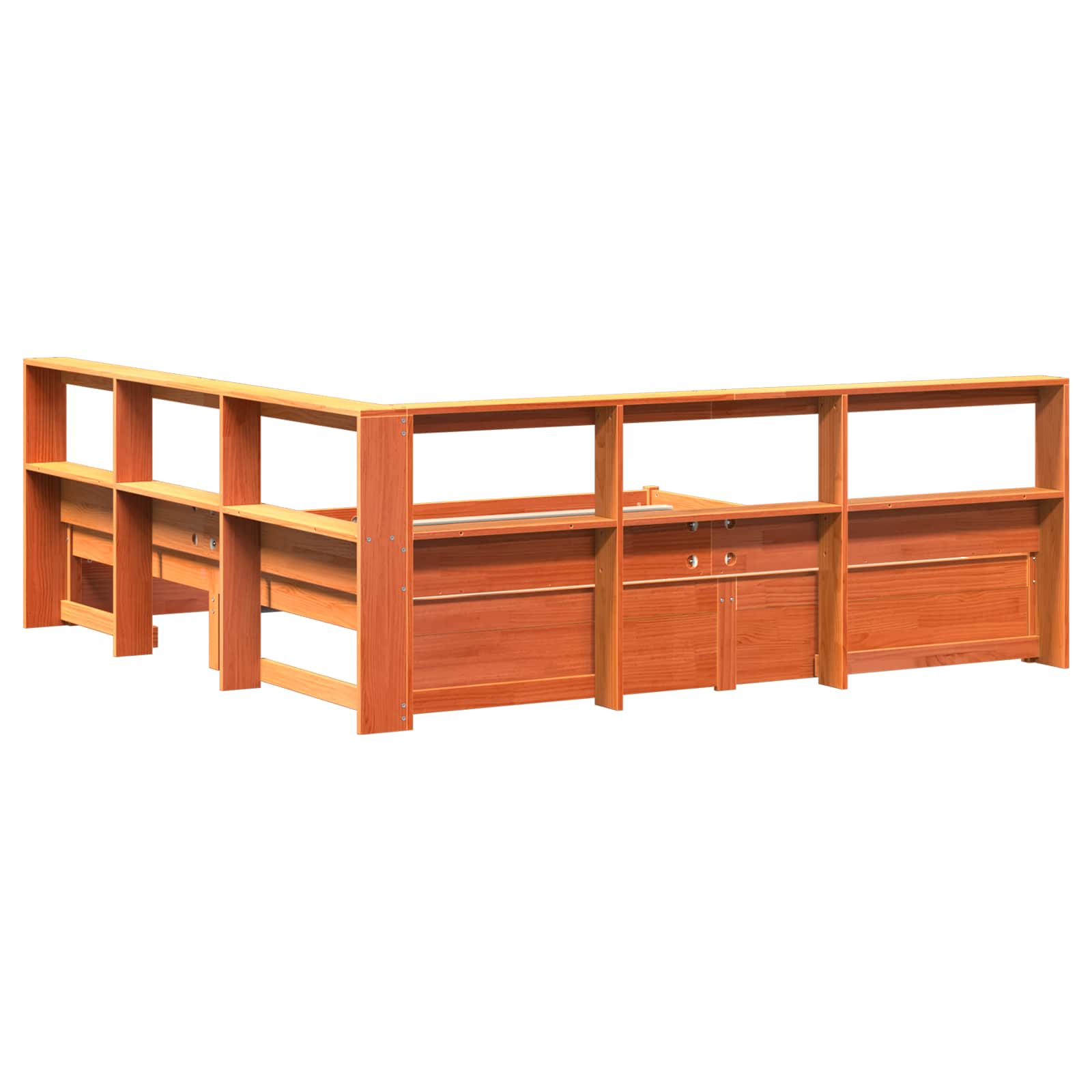 Krevet s policama s uzglavljem 2 pcs Vosak smeđa 200 x 200 cm