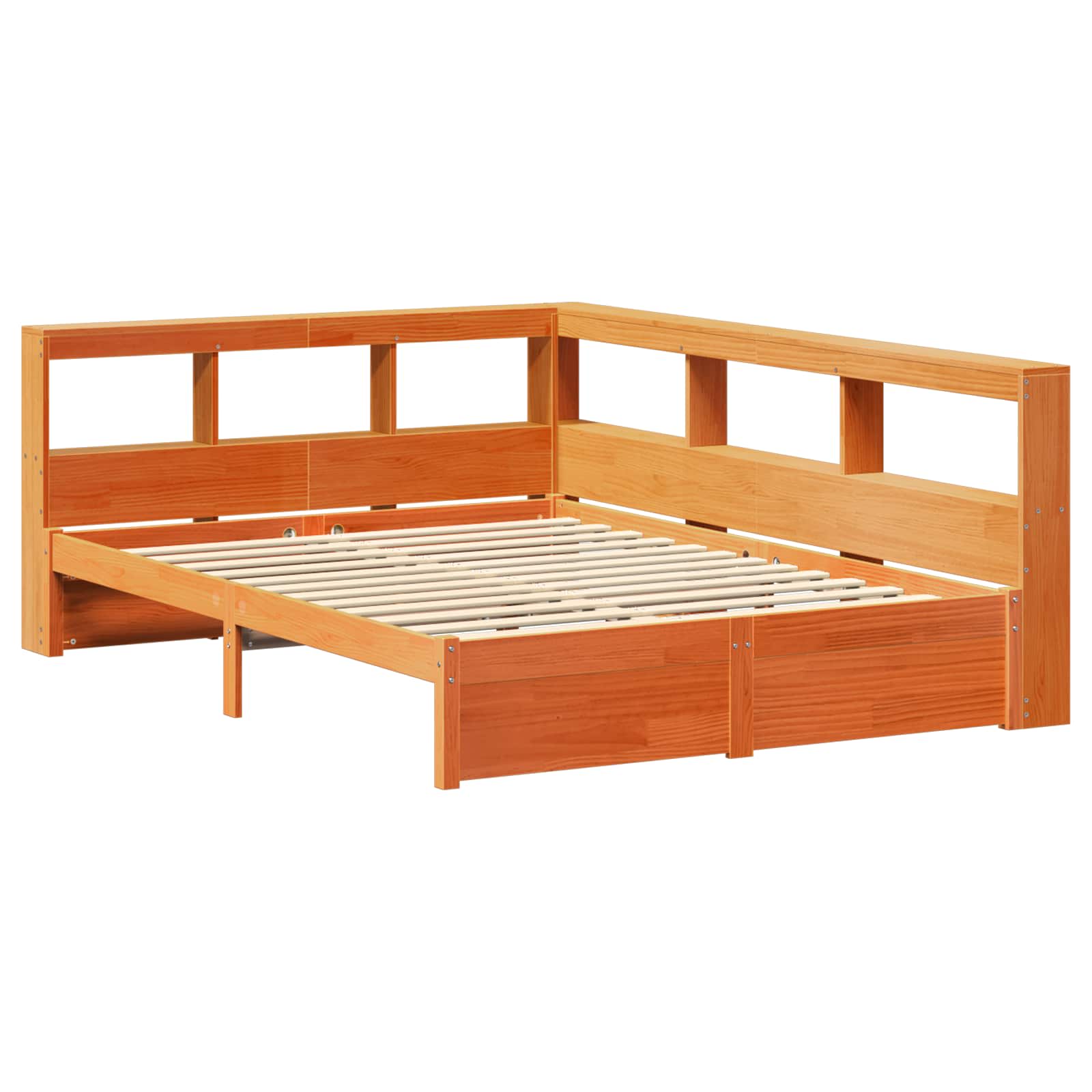 Krevet s policama s uzglavljem 2 pcs Vosak smeđa 200 x 140 cm