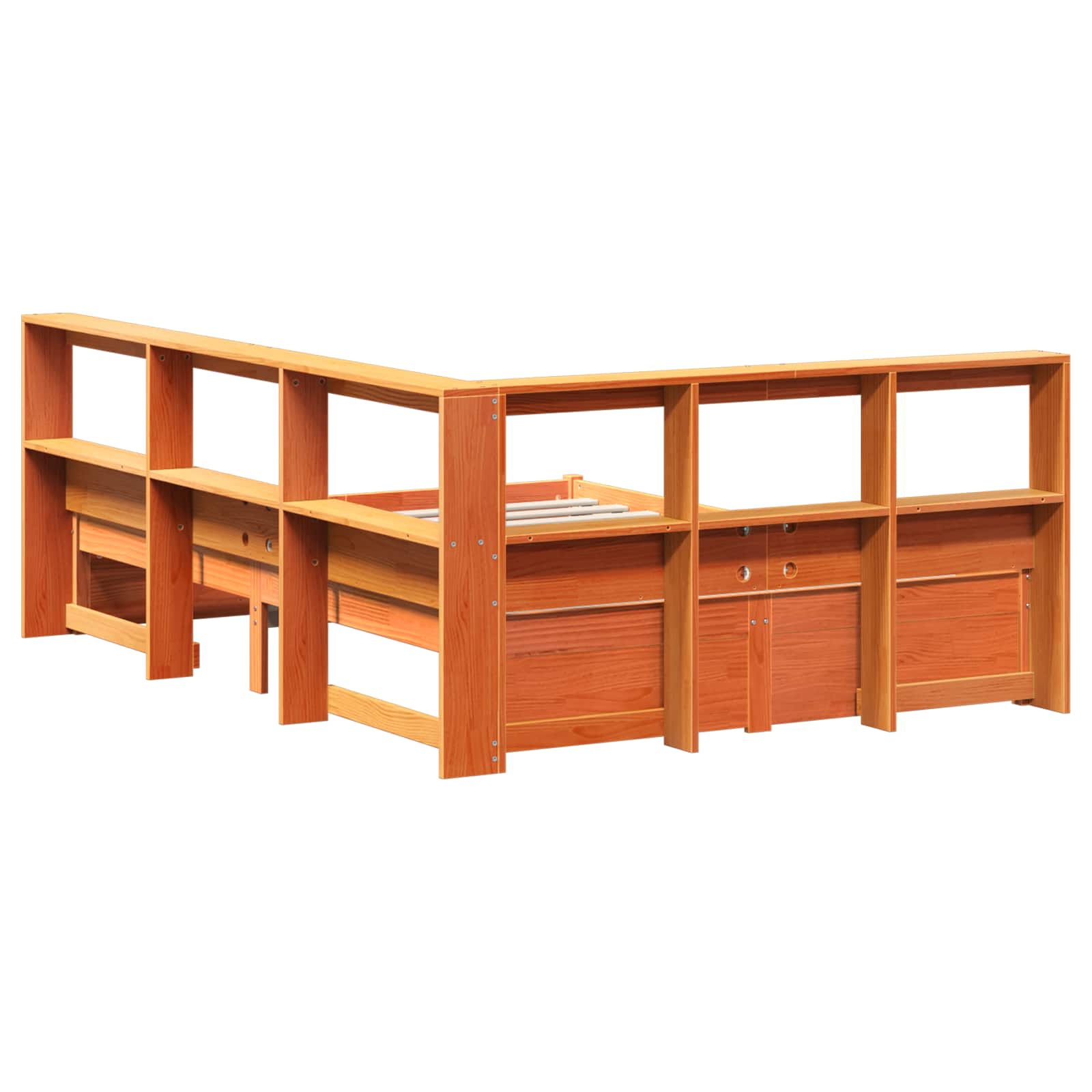 Krevet s policama s uzglavljem 2 pcs Vosak smeđa 200 x 140 cm