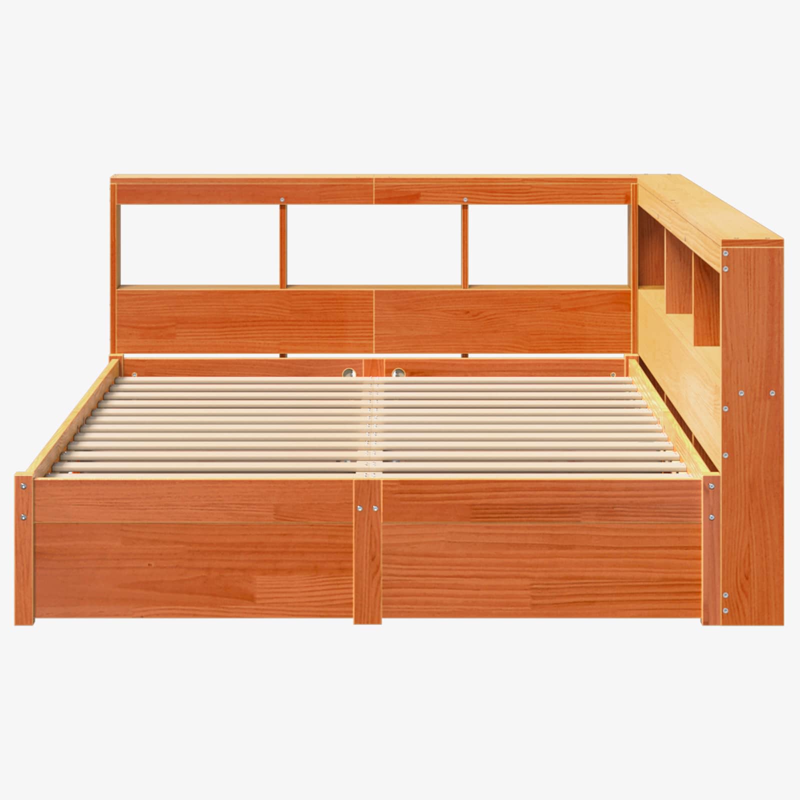 Krevet s policama s uzglavljem 2 pcs Vosak smeđa 200 x 140 cm