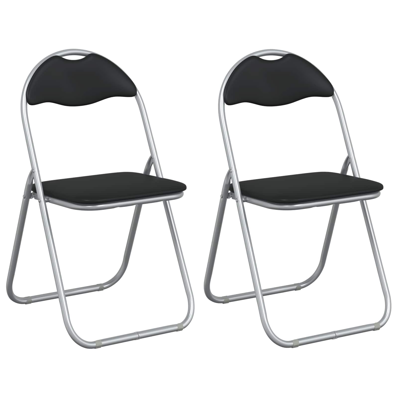 Sklopiva stolica 2 pcs Crna i Siva 48 x 43,5 x 81 cm Lažna koža
