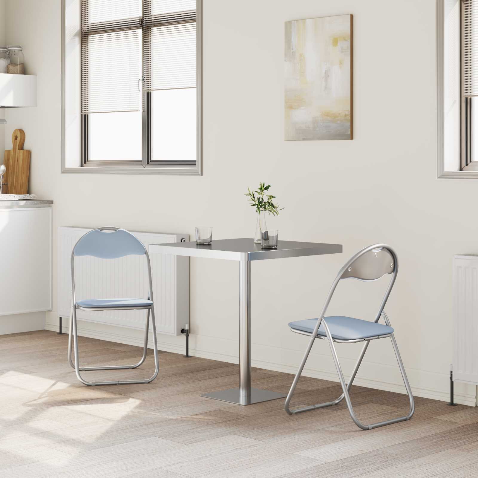 Sklopiva stolica 2 pcs Sivi 48 x 43,5 x 81 cm Lažna koža