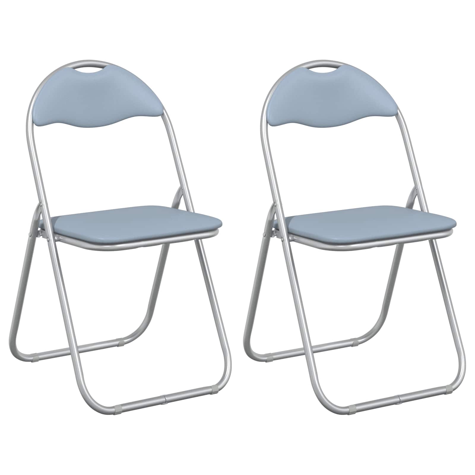 Sklopiva stolica 2 pcs Sivi 48 x 43,5 x 81 cm Lažna koža