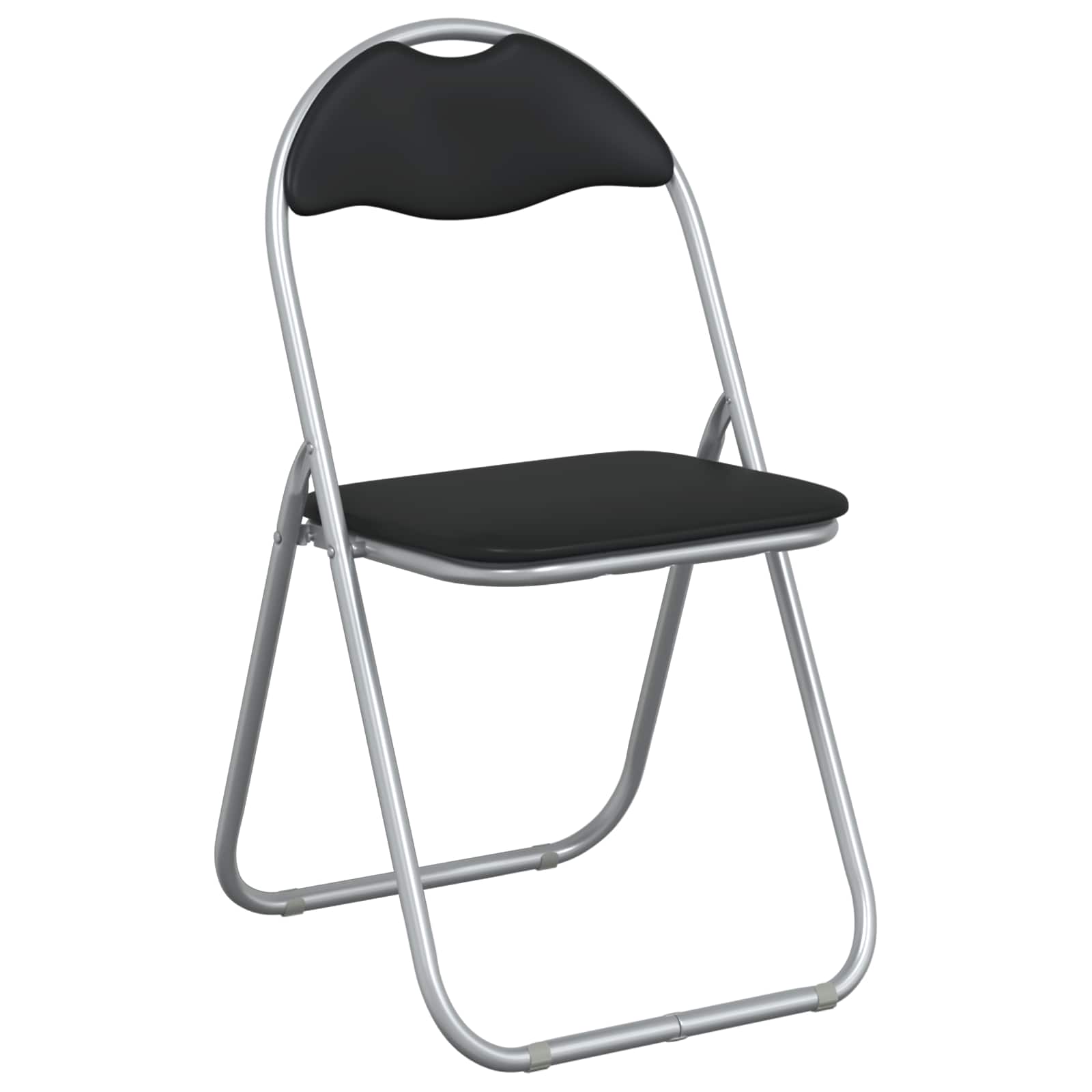 Sklopiva stolica 8 pcs Crna i Siva 48 x 43,5 x 81 cm Lažna koža