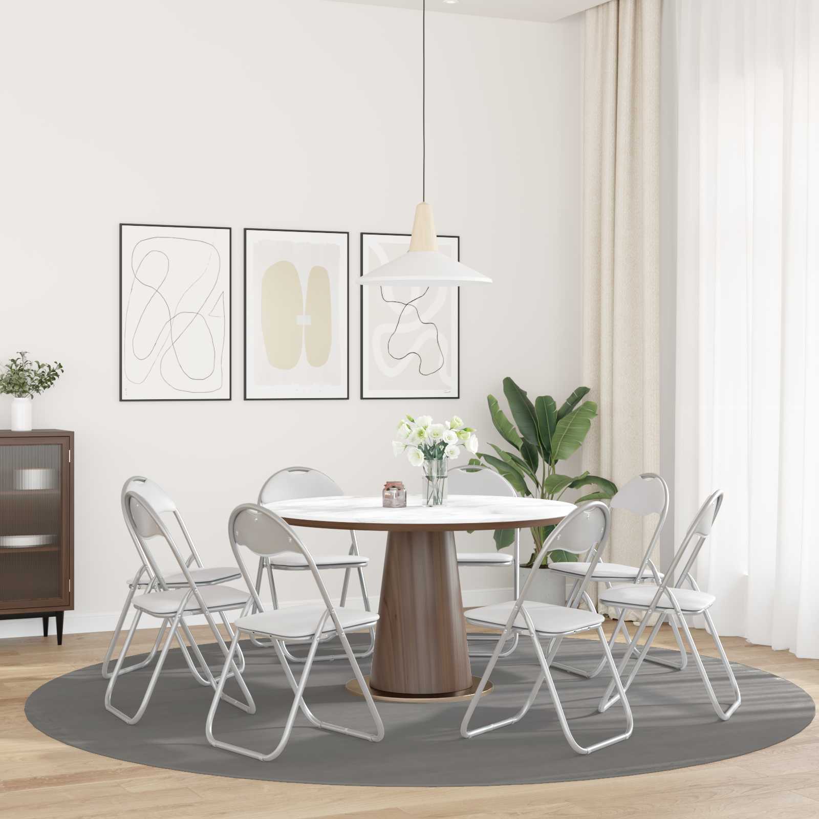 Sklopiva stolica 8 pcs Bijela i siva 48 x 43,5 x 81 cm