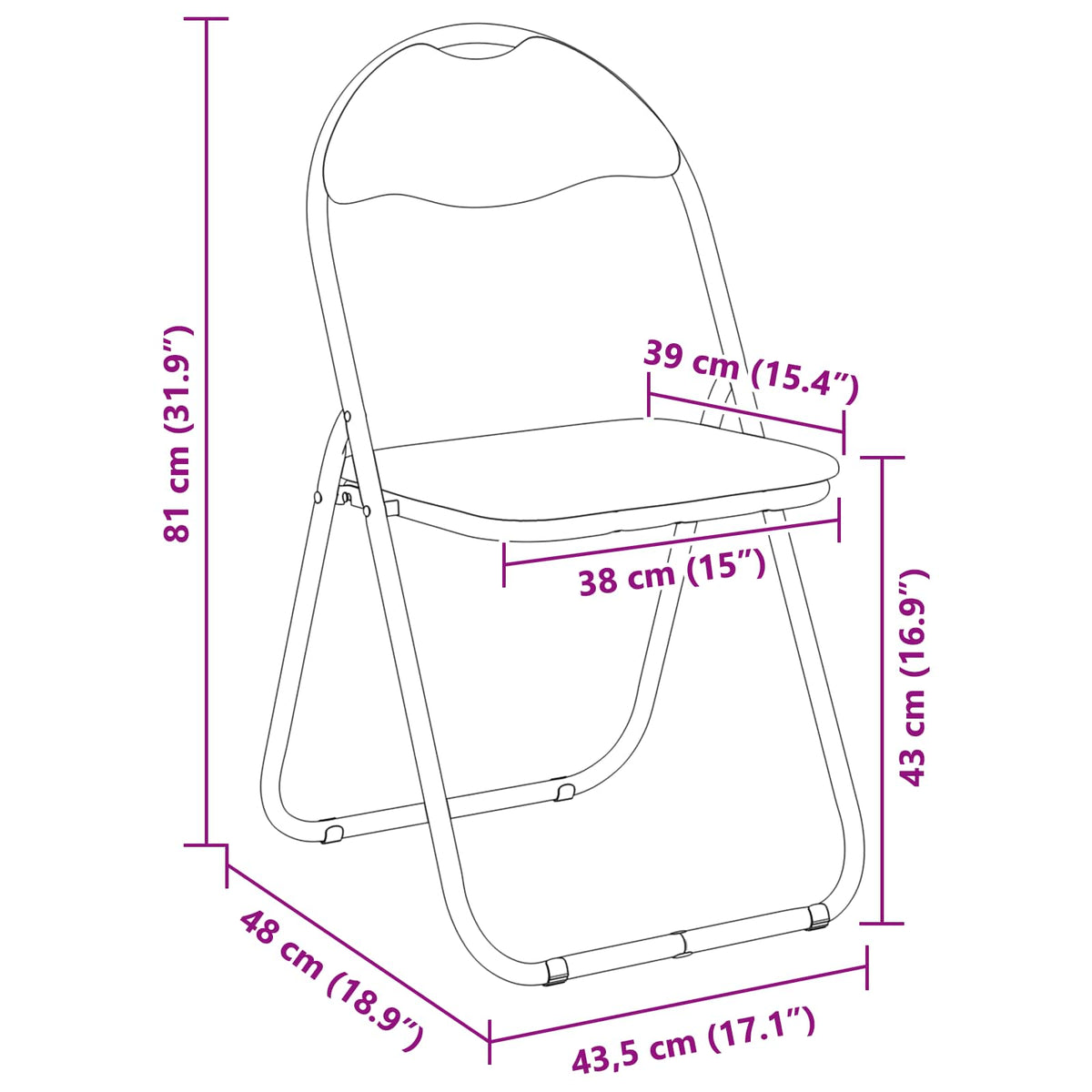 Sklopiva stolica 8 pcs Bijeli 48 x 43,5 x 81 cm Lažna koža