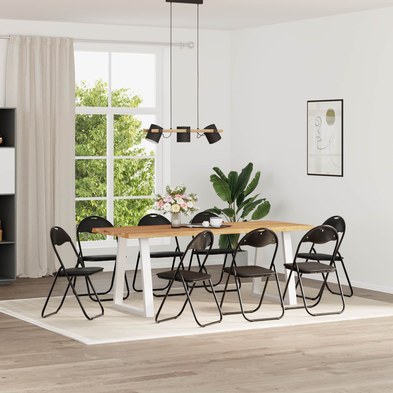 Sklopiva stolica 8 pcs Crna 48 x 43,5 x 81 cm Lažna koža