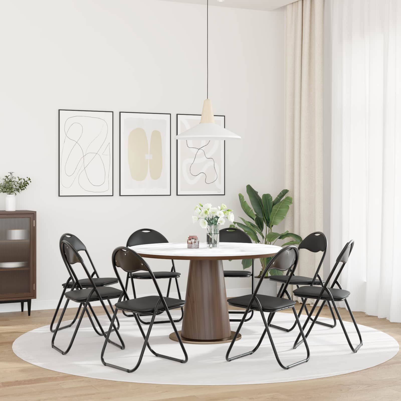 Sklopiva stolica 8 pcs Crna 48 x 43,5 x 81 cm Lažna koža