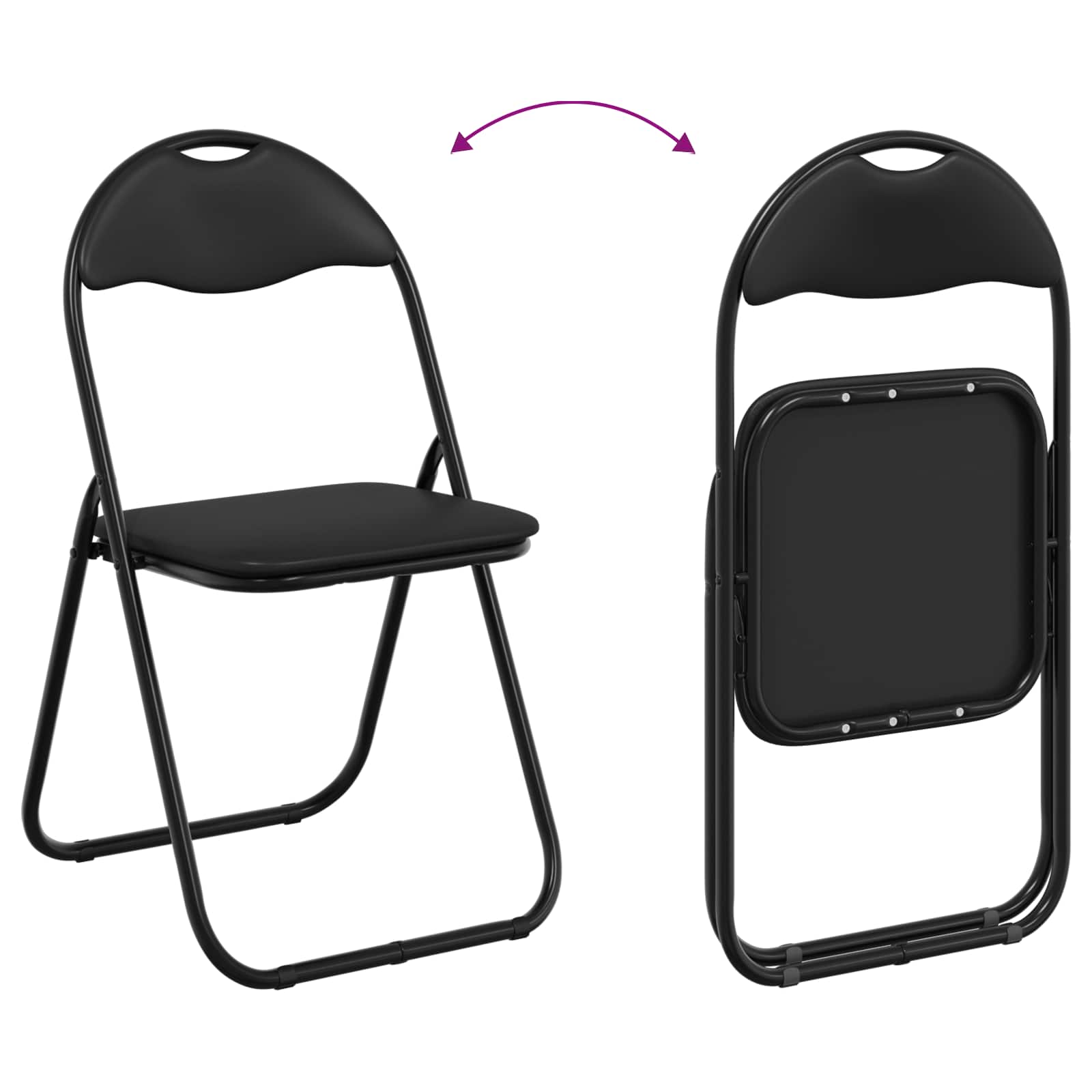 Sklopiva stolica 8 pcs Crna 48 x 43,5 x 81 cm Lažna koža
