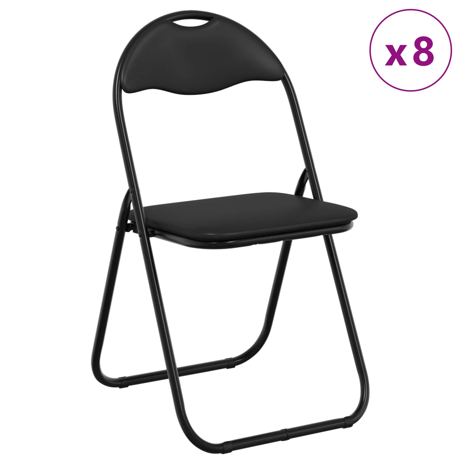 Sklopiva stolica 8 pcs Crna 48 x 43,5 x 81 cm Lažna koža