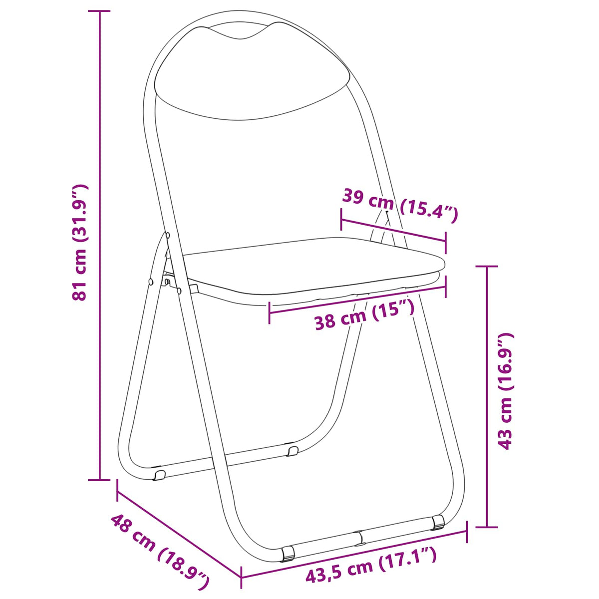 Sklopiva stolica 2 pcs Bijeli 48 x 43,5 x 81 cm Lažna koža