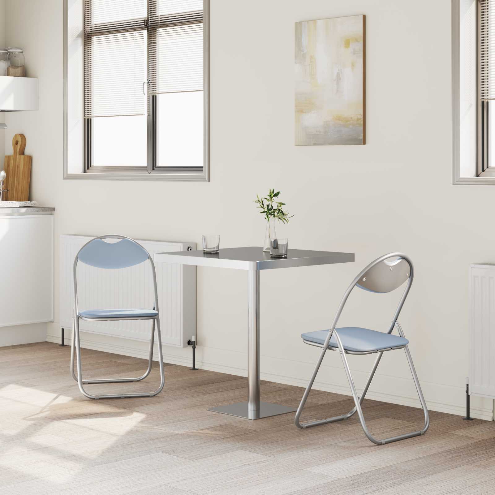 Sklopiva stolica 2 pcs Sivi 48 x 43,5 x 81 cm Lažna koža