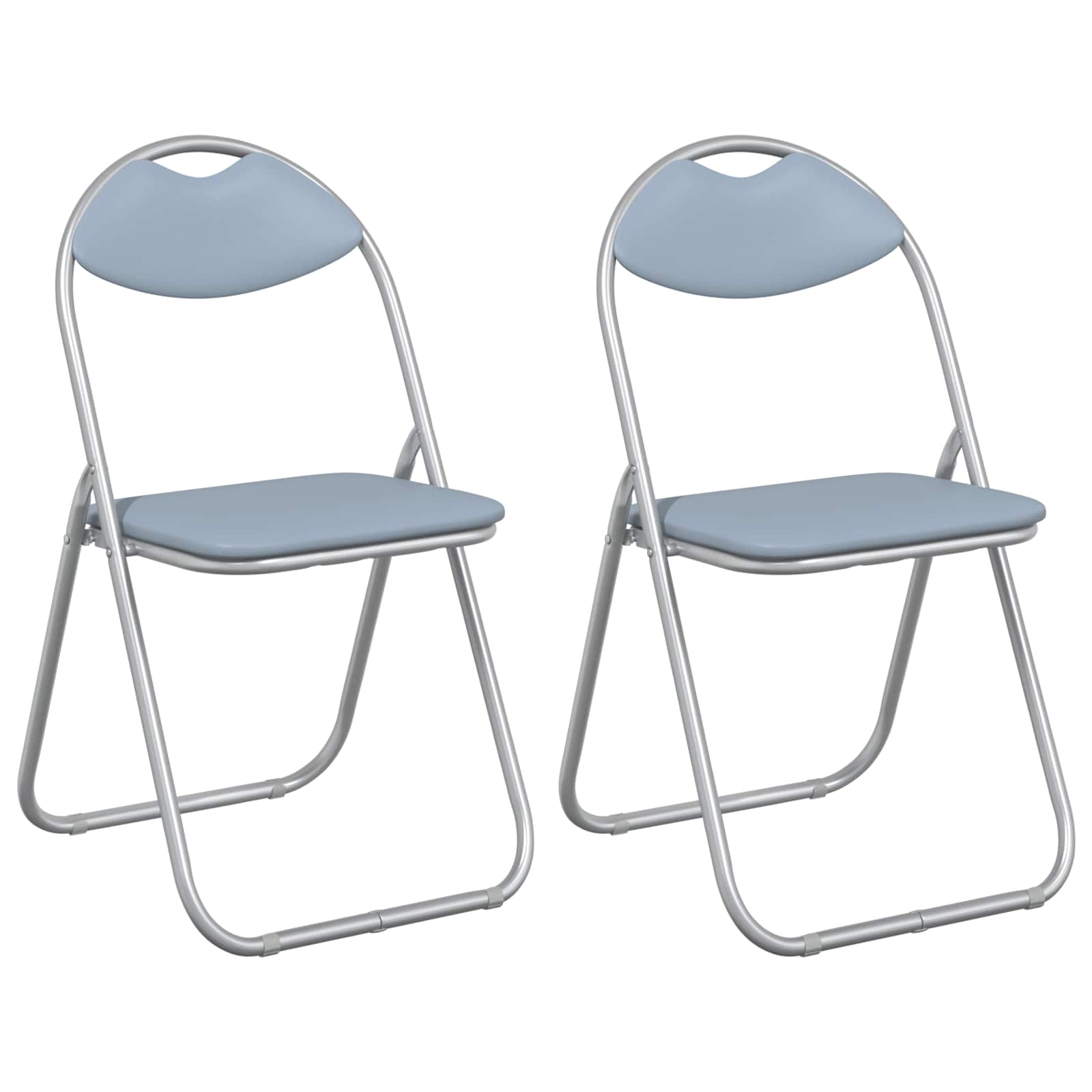Sklopiva stolica 2 pcs Sivi 48 x 43,5 x 81 cm Lažna koža