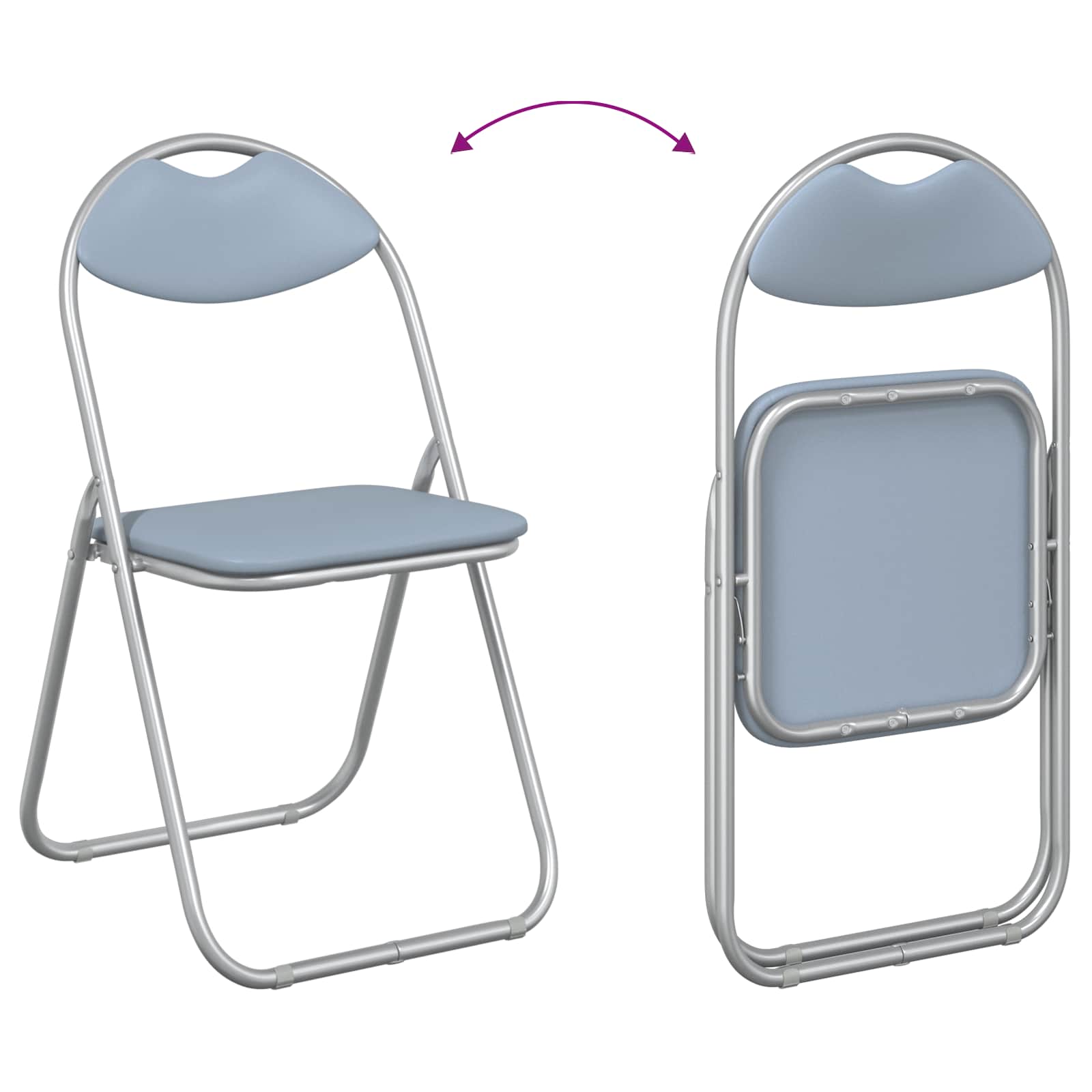 Sklopiva stolica 2 pcs Sivi 48 x 43,5 x 81 cm Lažna koža