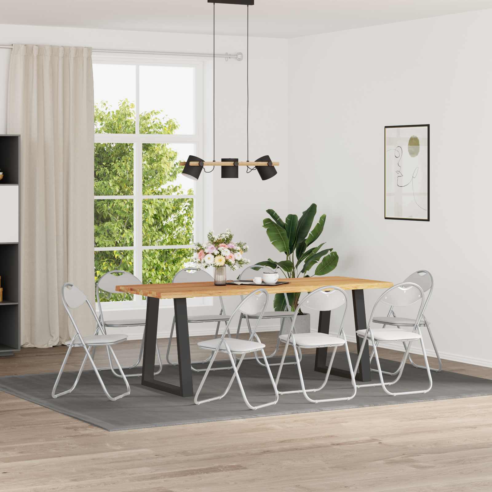 Sklopiva stolica 8 pcs Bijela i siva 48 x 43,5 x 81 cm