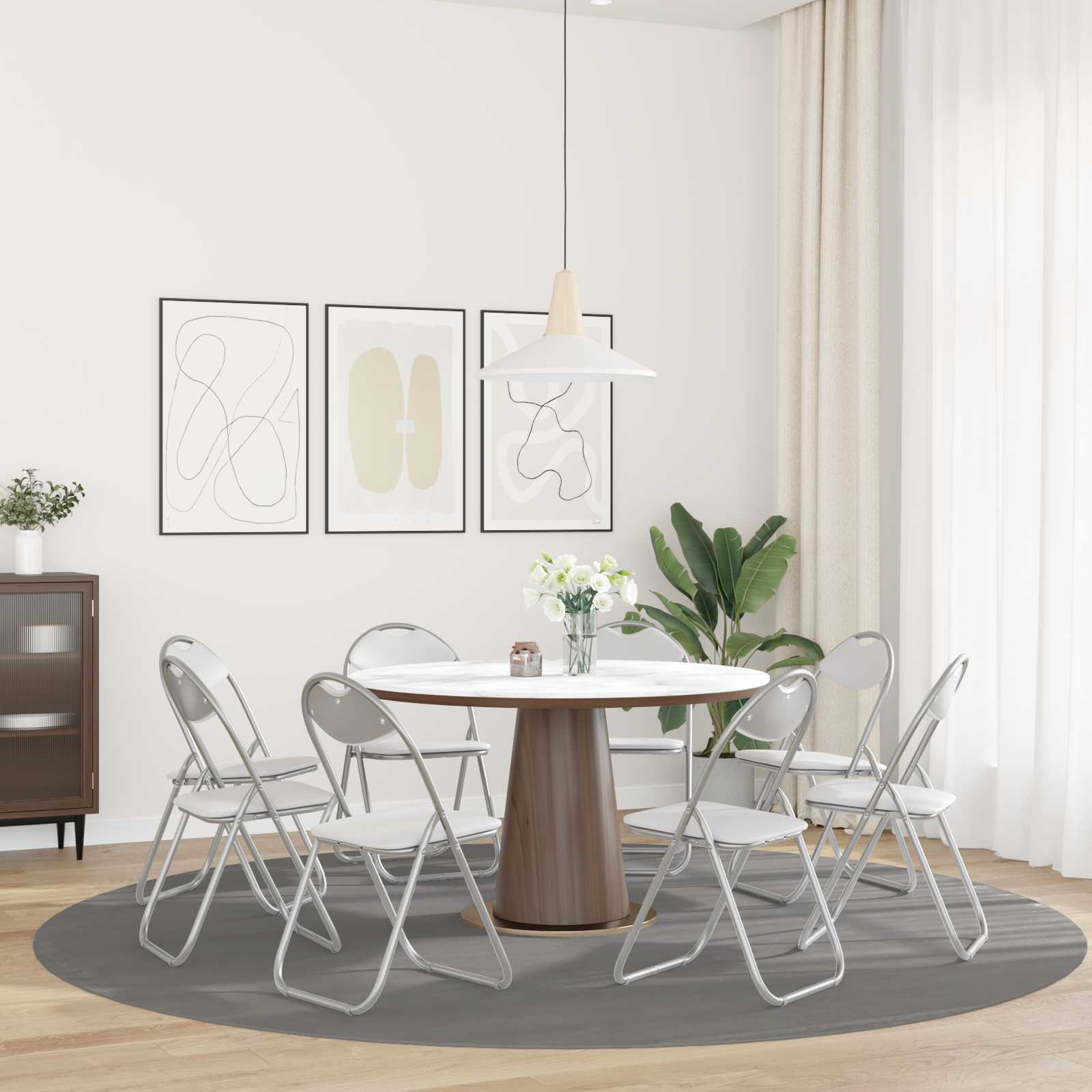 Sklopiva stolica 8 pcs Bijela i siva 48 x 43,5 x 81 cm