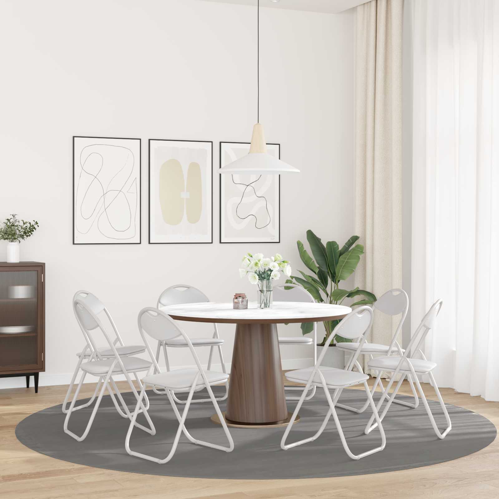 Sklopiva stolica 8 pcs Bijeli 48 x 43,5 x 81 cm Lažna koža