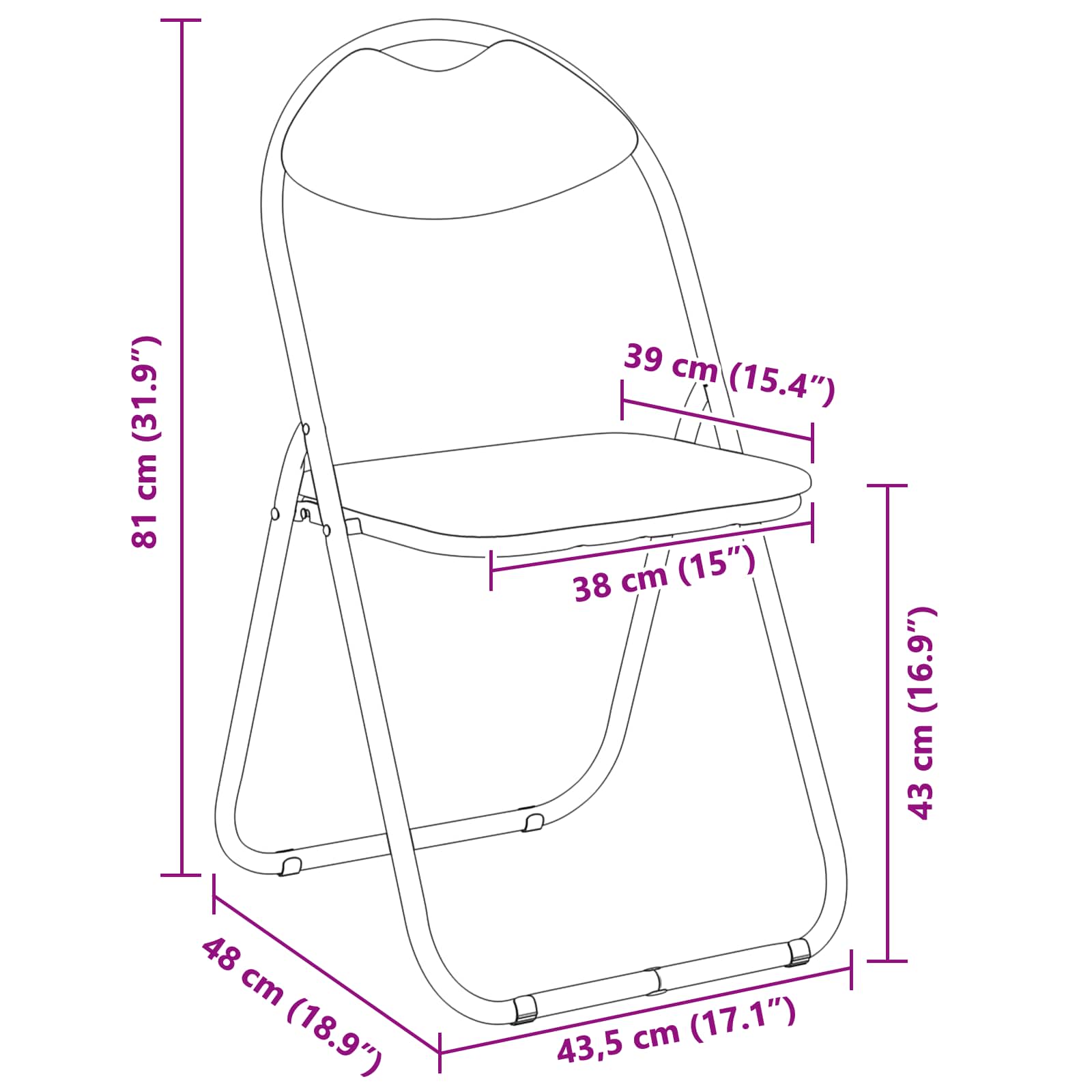 Sklopiva stolica 8 pcs Bijeli 48 x 43,5 x 81 cm Lažna koža