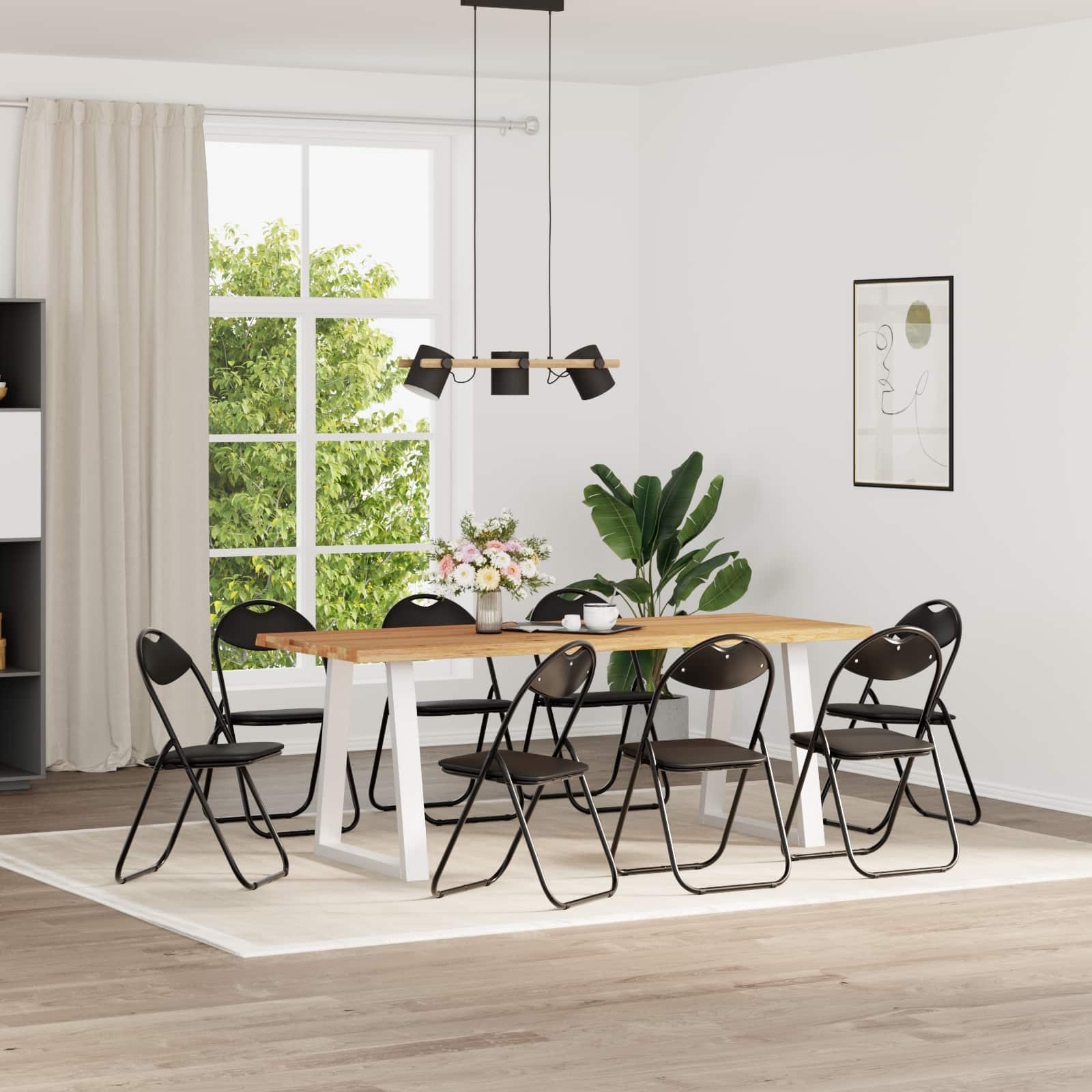 Sklopiva stolica 8 pcs Crna 48 x 43,5 x 81 cm Lažna koža