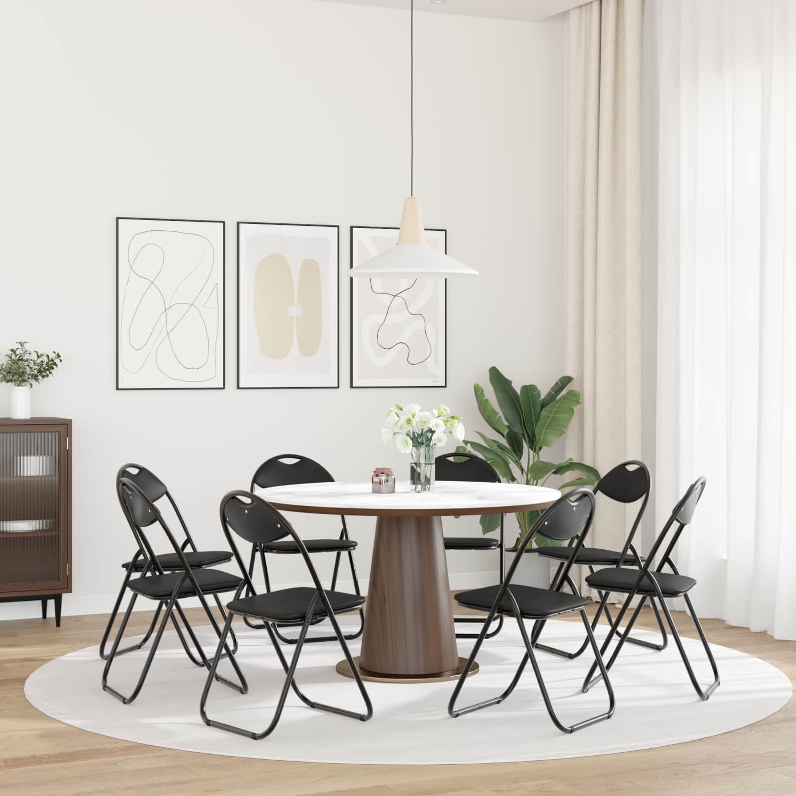 Sklopiva stolica 8 pcs Crna 48 x 43,5 x 81 cm Lažna koža
