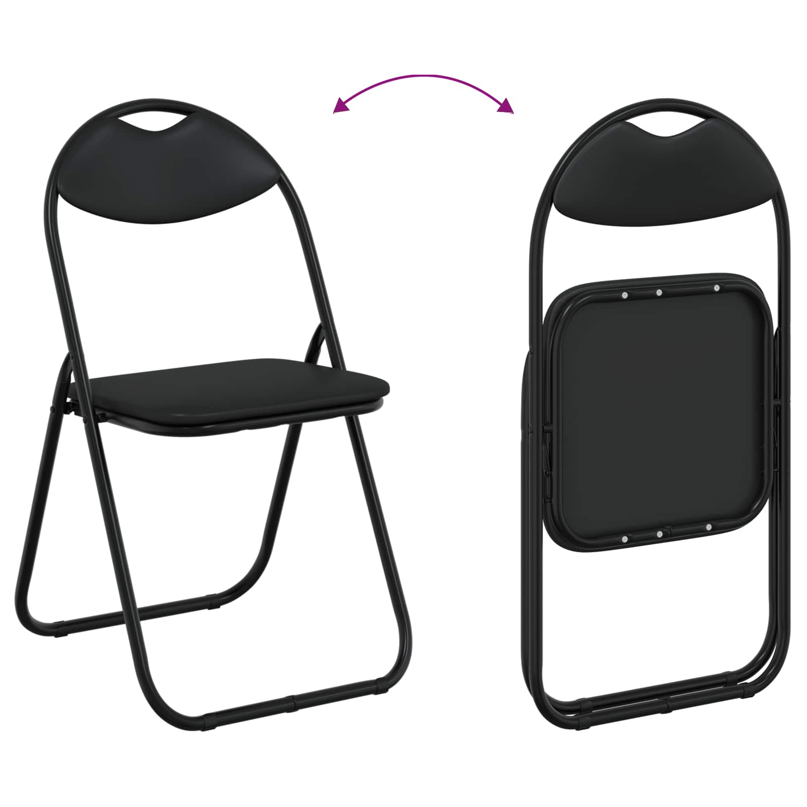 Sklopiva stolica 8 pcs Crna 48 x 43,5 x 81 cm Lažna koža
