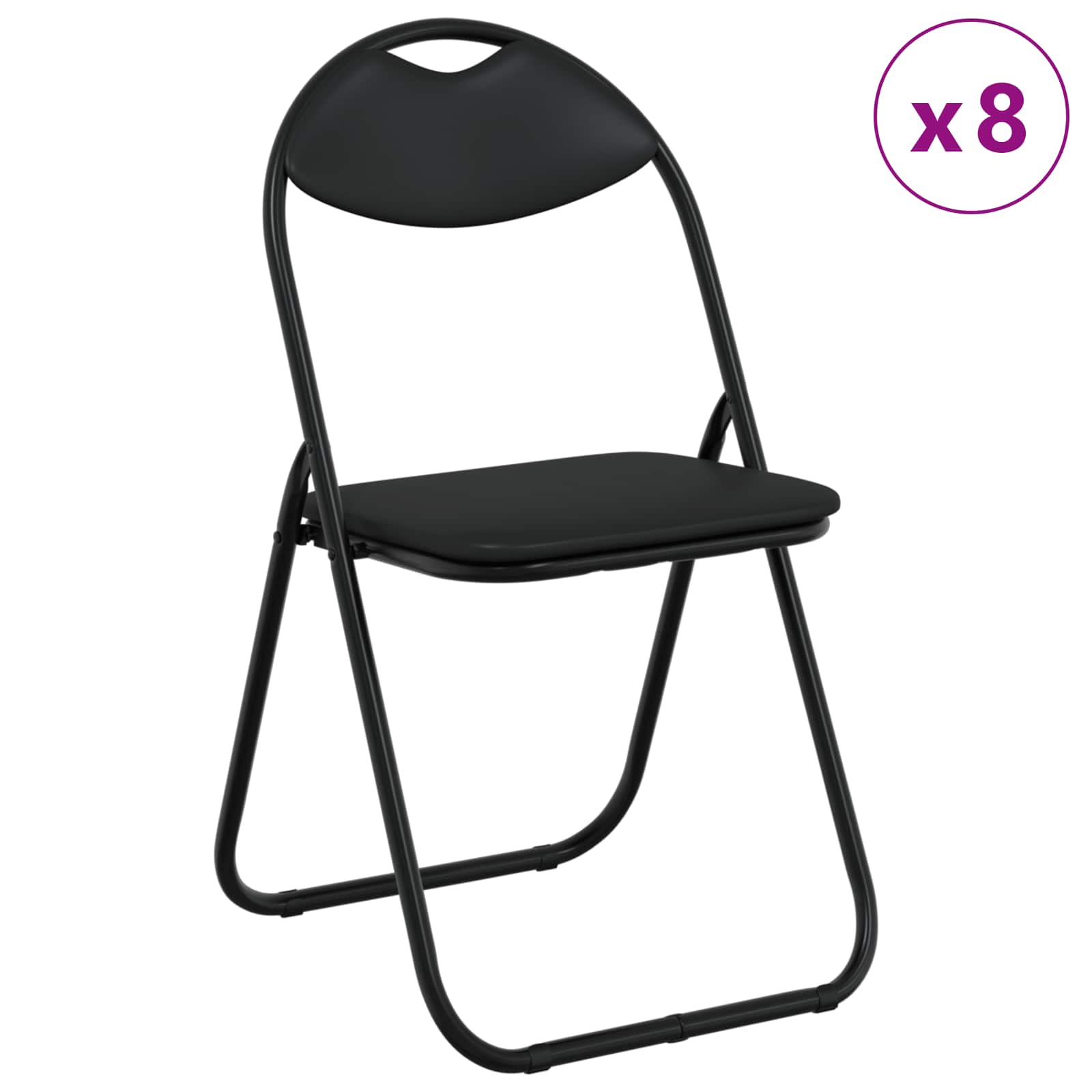 Sklopiva stolica 8 pcs Crna 48 x 43,5 x 81 cm Lažna koža