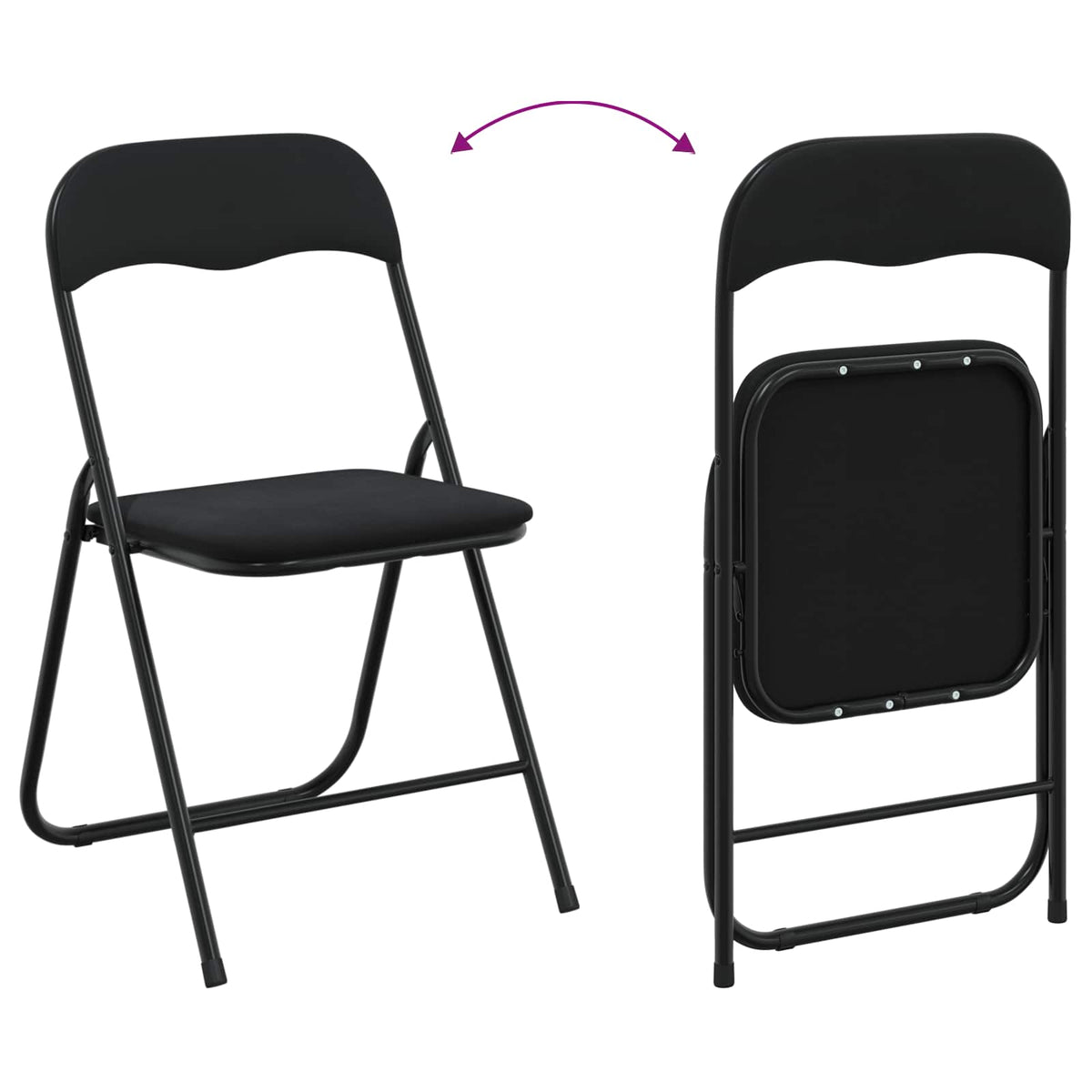 Sklopiva stolica 2 pcs Crna 48 x 44 x 78 cm Baršun
