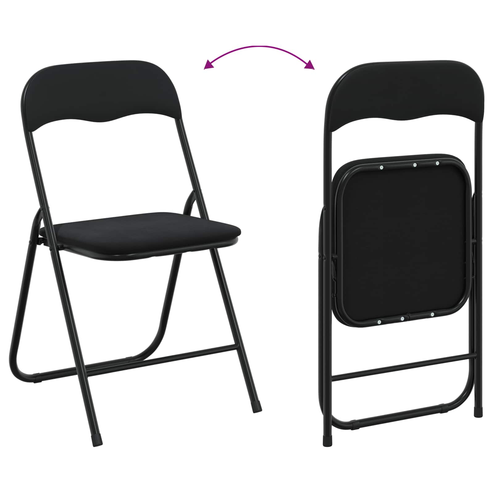 Sklopiva stolica 2 pcs Crna 48 x 44 x 78 cm Baršun