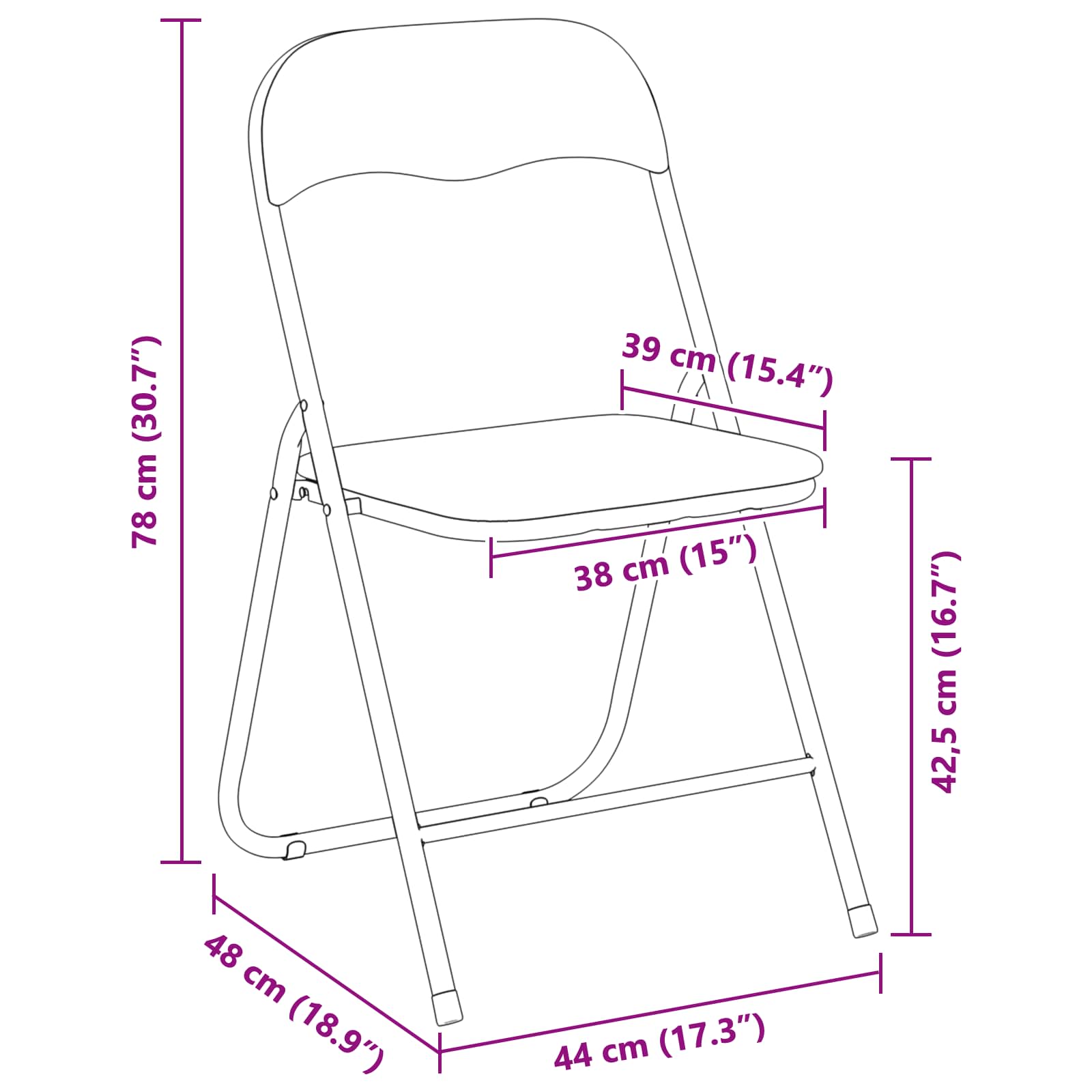 Sklopiva stolica 2 pcs Crna 48 x 44 x 78 cm Baršun