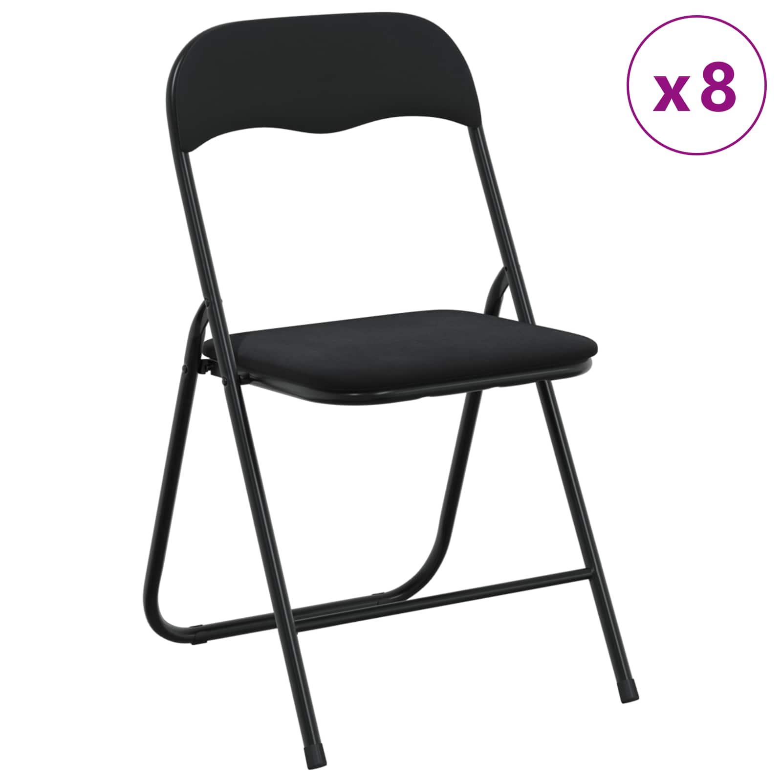 Sklopiva stolica 8 pcs Crna 48 x 44 x 78 cm Baršun