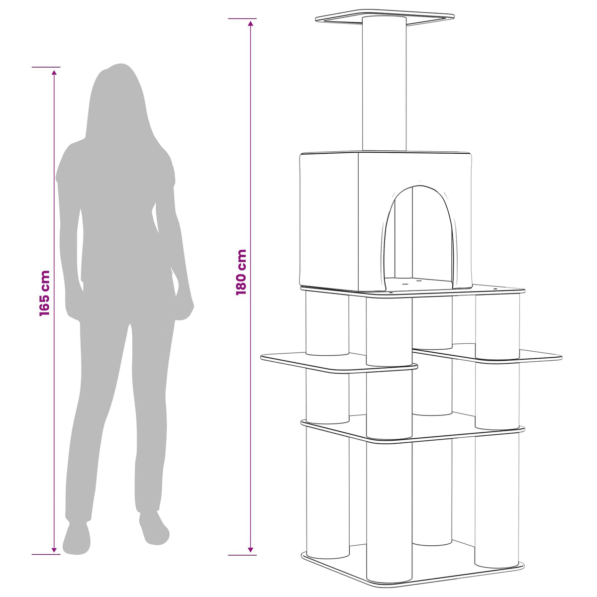 Mačje drvo s sisalnim postoljima za grebanje Tamnosiva 180 cm