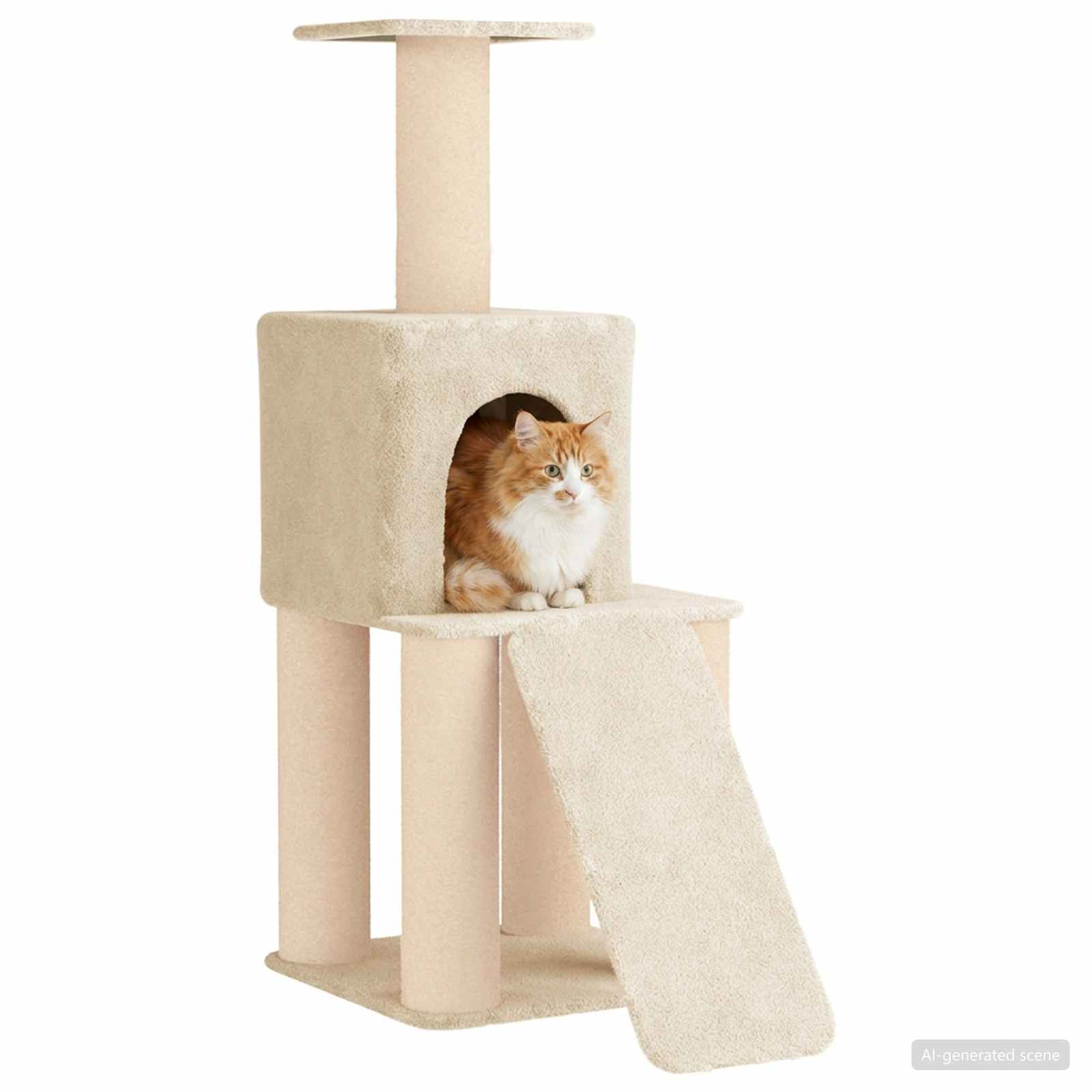 Mačje drvo s sisalnim postoljima za grebanje Krem 146 cm