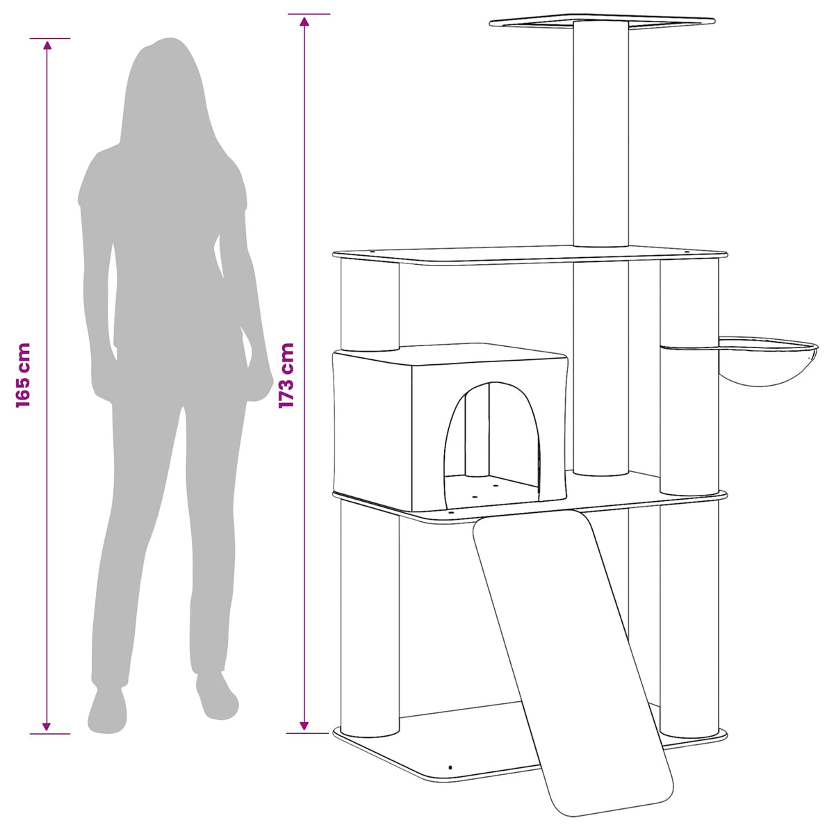 Mačje drvo s sisalnim postoljima za grebanje Krem 173 cm