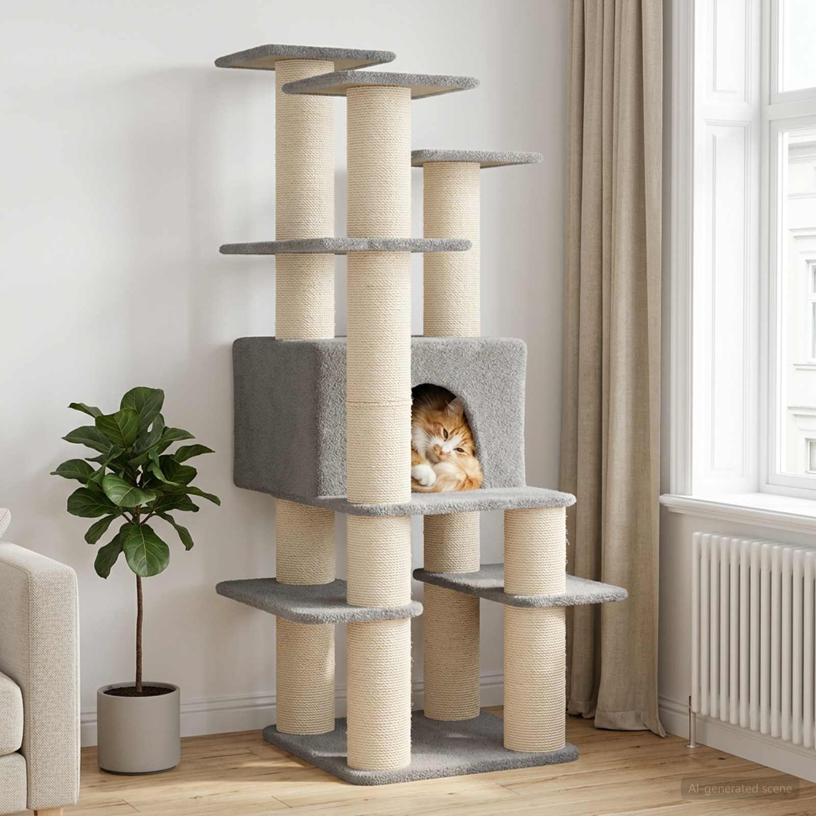 Mačje drvo s sisalnim postoljima za grebanje Svjetlosiva 161 cm